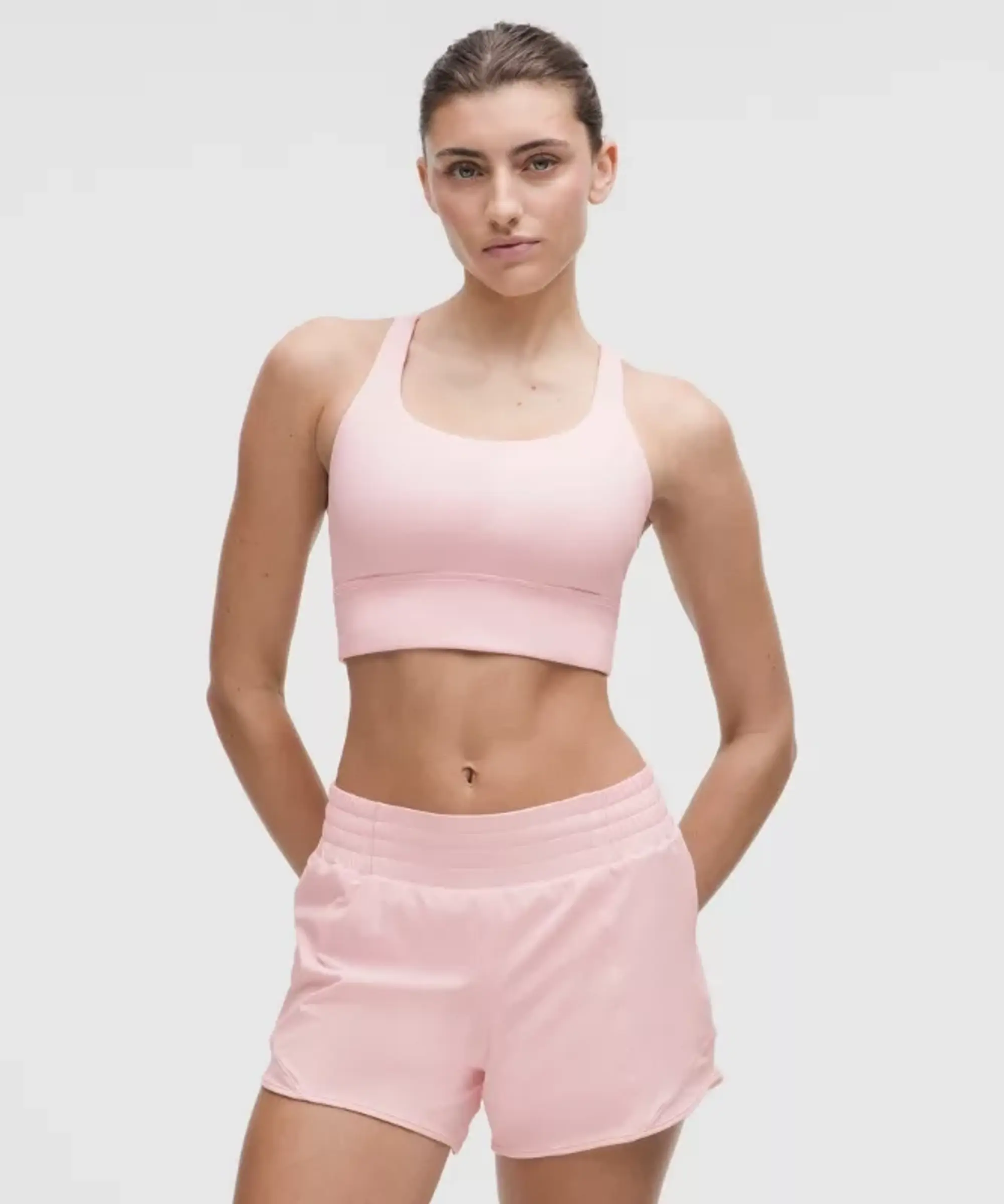 lululemon – Women's Energy Longline Sports Bra Medium Support, B-D Cups – Color Pink – Size 10