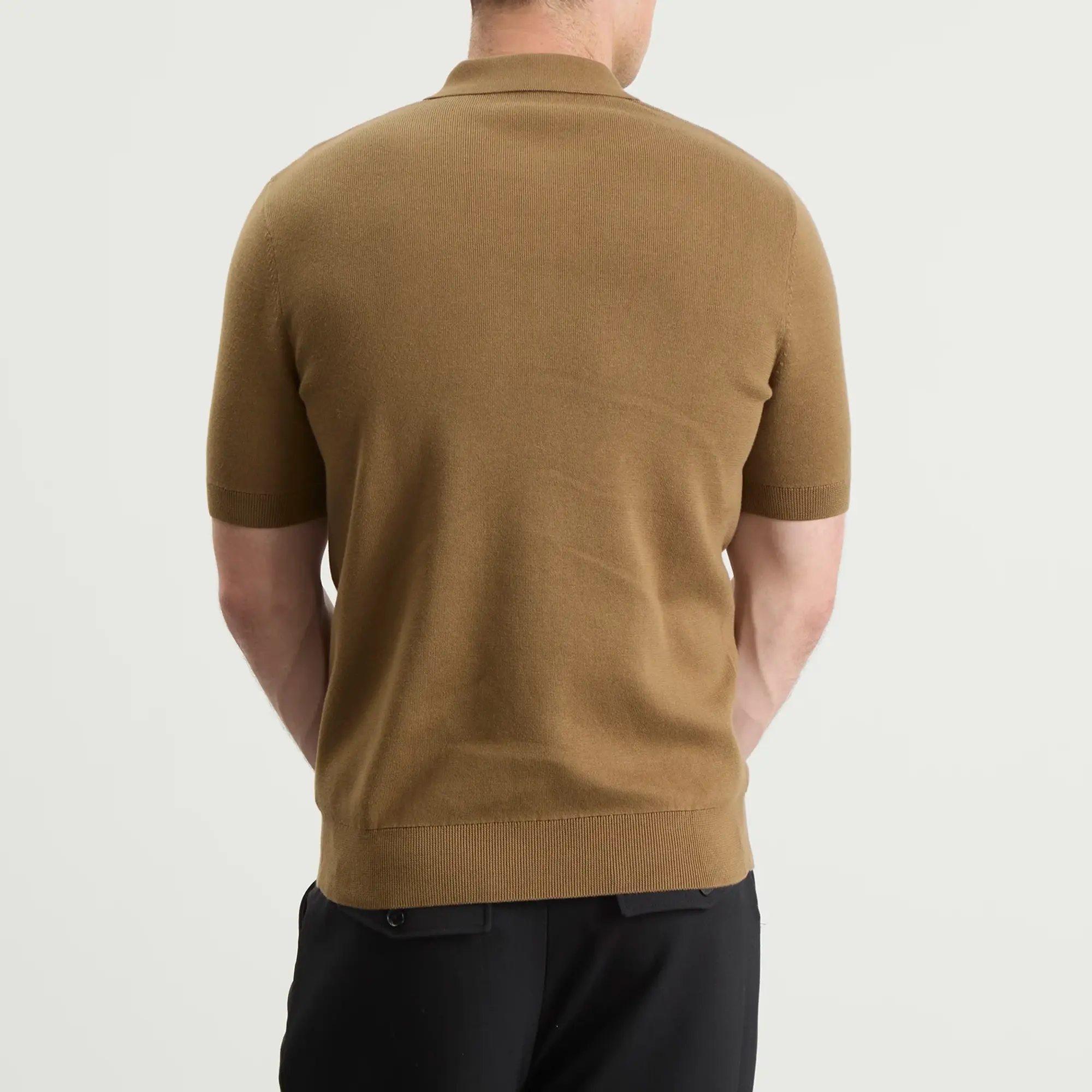 Fred Perry Men's Textured Stripe Knitted Zip Polo Shirt Shaded Stone