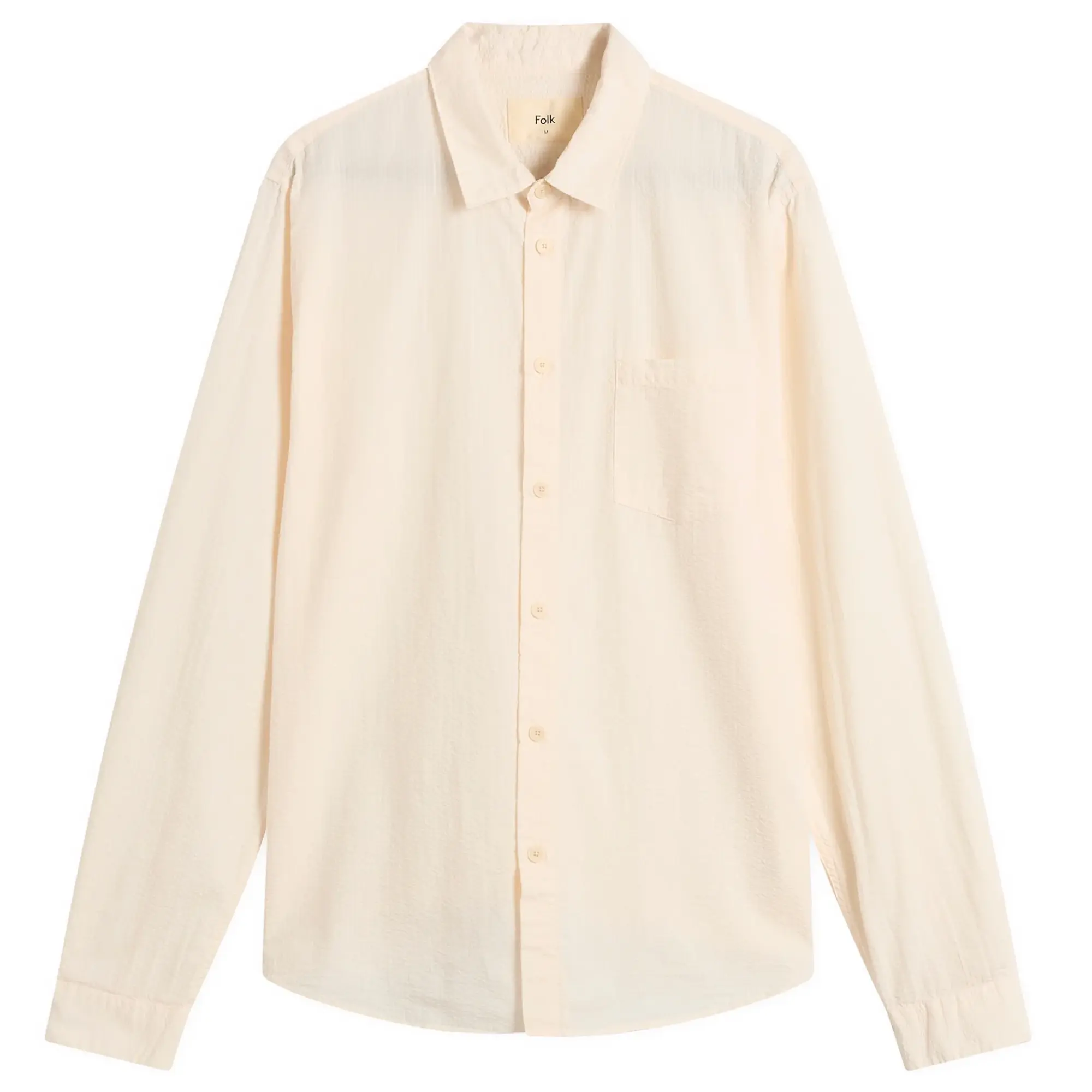 Folk Men's Relaxed Fit Shirt Ecru Seersucker