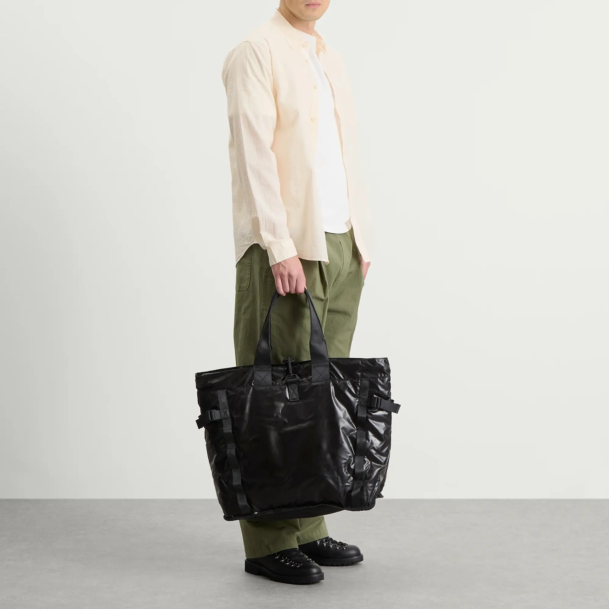 Folk Men's Relaxed Fit Shirt Ecru Seersucker