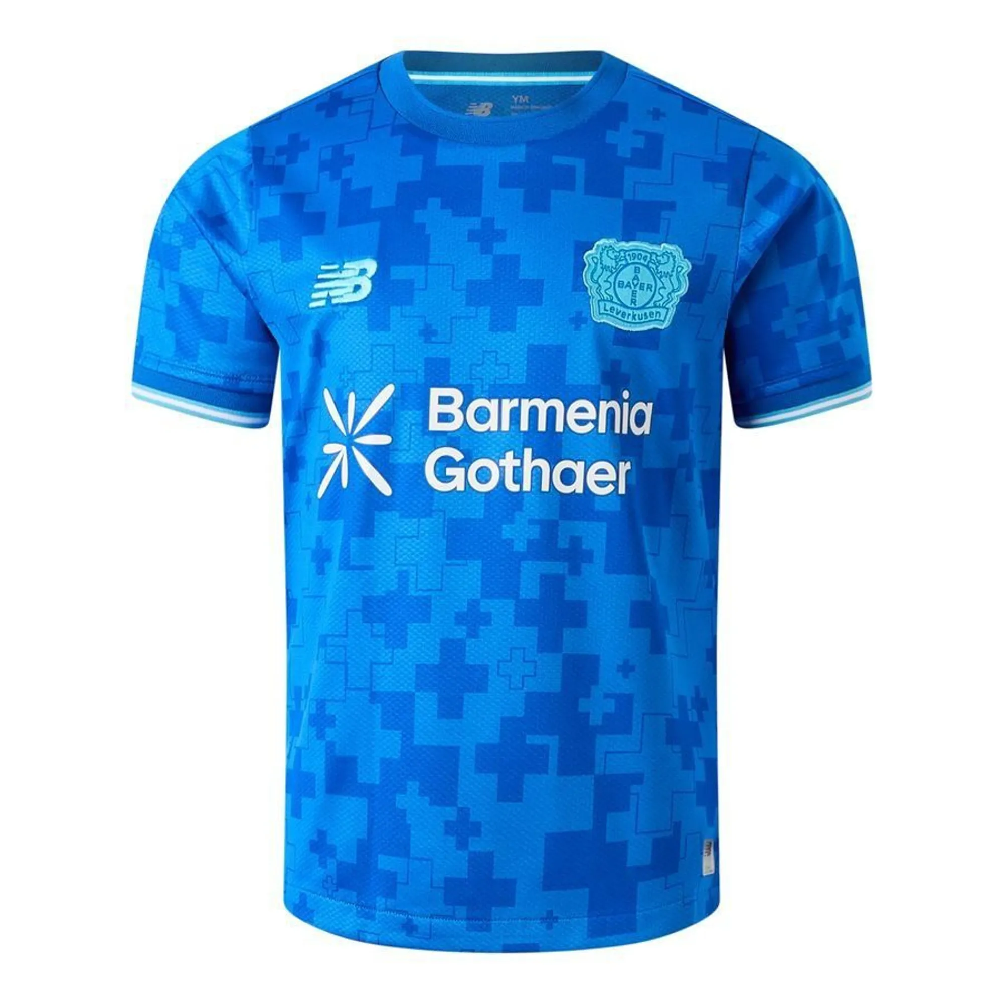 New Balance Boys Bayer 04 Third Youth Short Sleeve Jersey in Blue Polyester