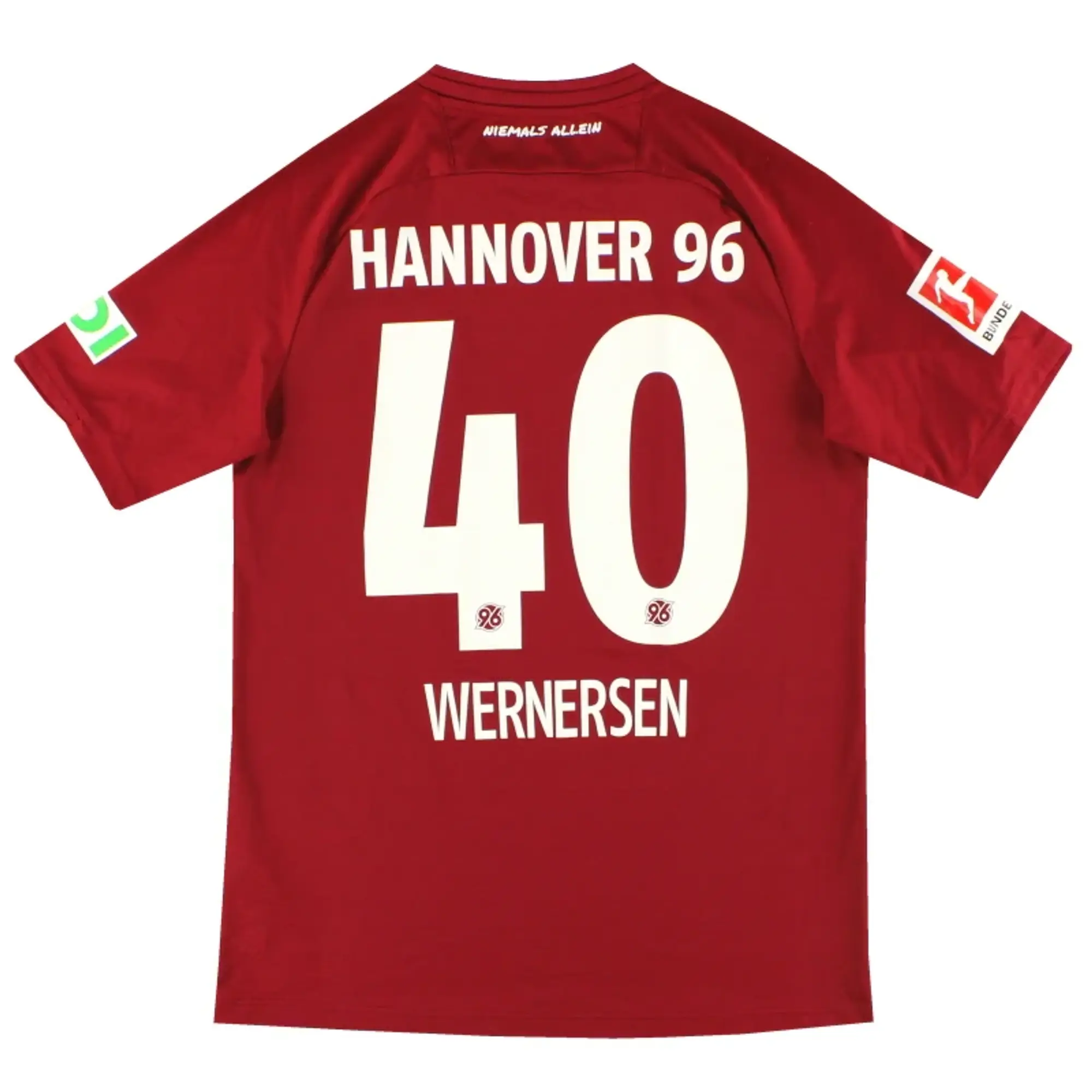 2018-19 Hannover 96 Jako Home Shirt Wernersen #40 M - Other German Clubs / Very Good 