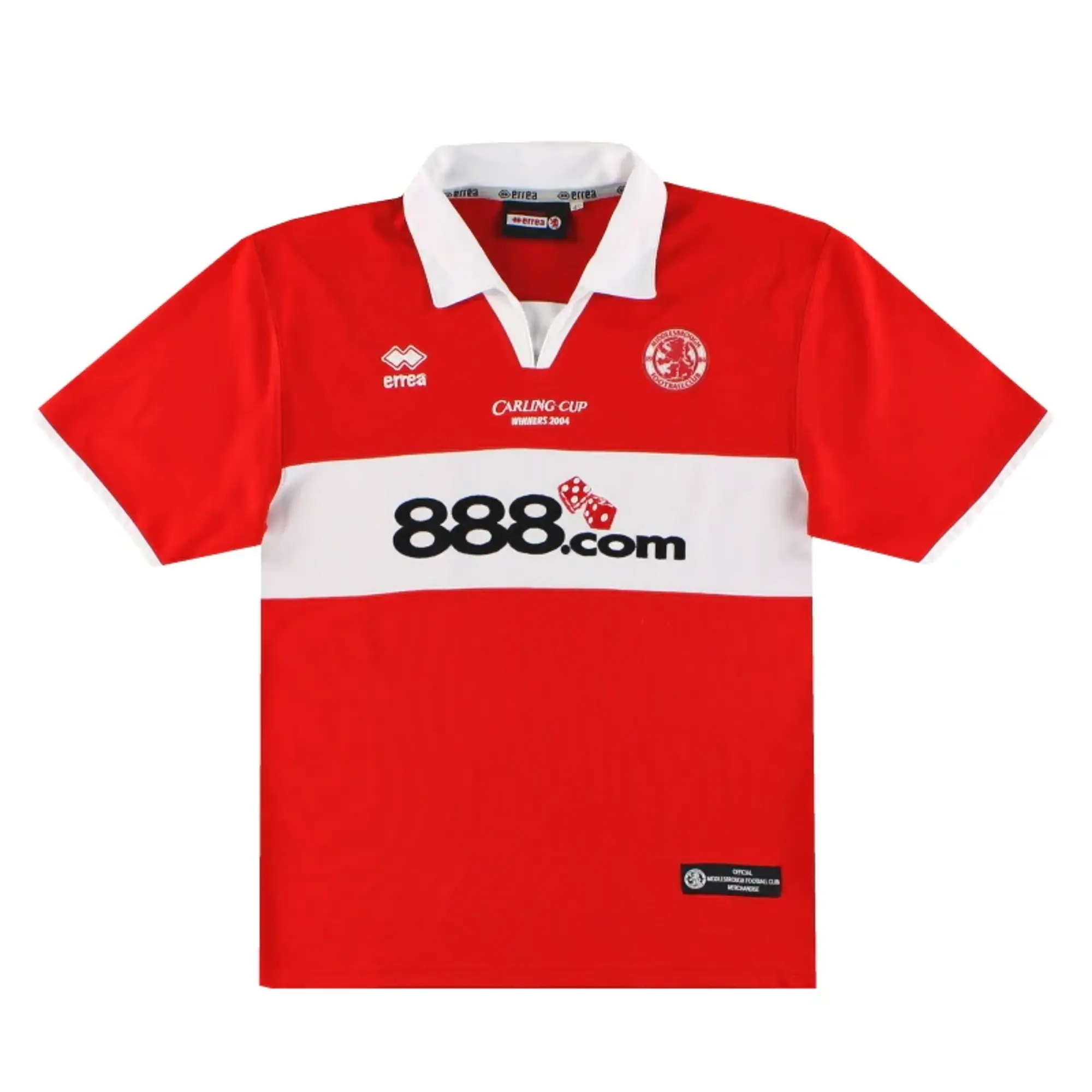2004 Middlesbrough Errea 'Carling Cup Winners 2004' Home Shirt Y - Middlesbrough / Excellent 