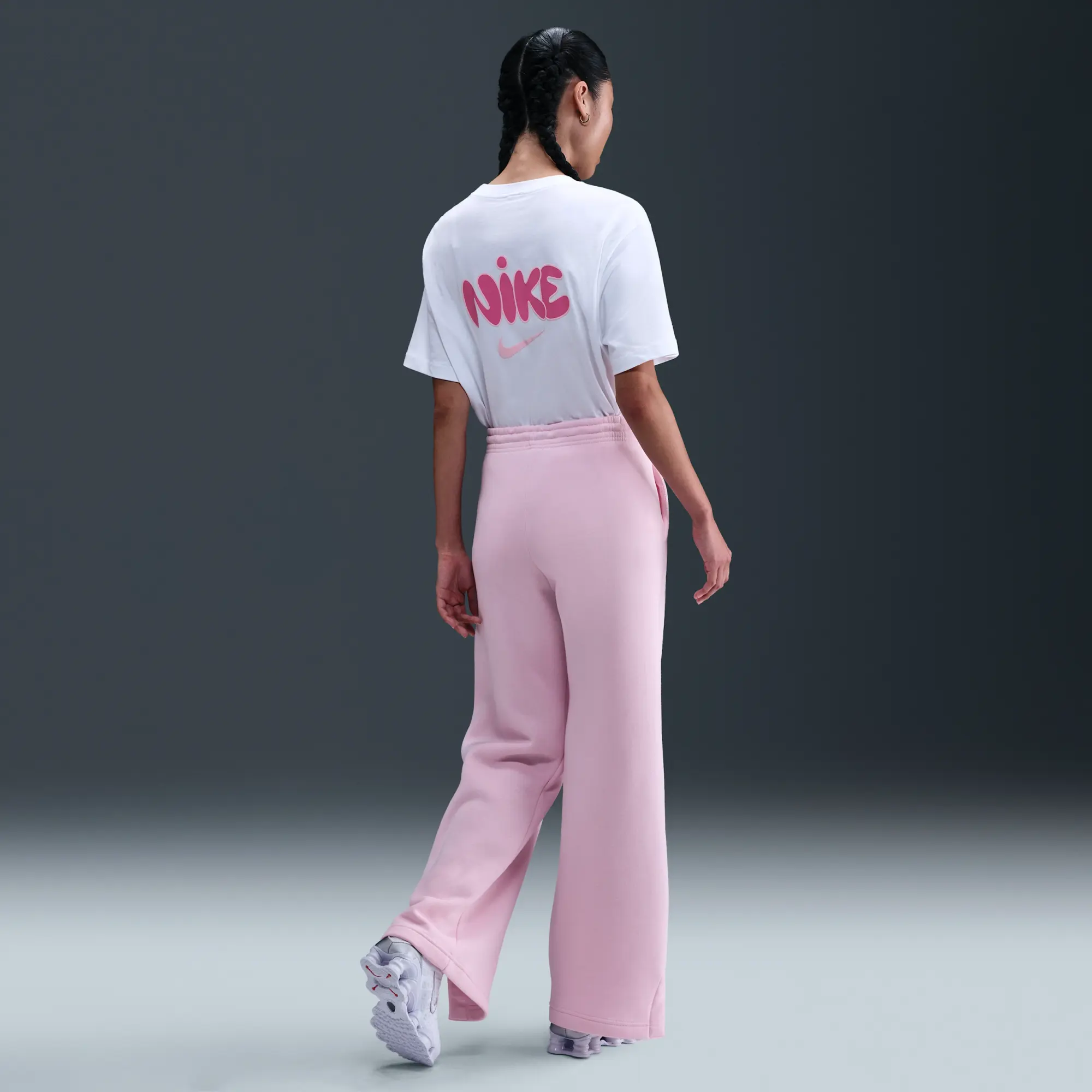Nike Sportswear Phoenix Fleece Women's High-Waisted Tracksuit Bottoms - Pink - Cotton/Polyester
