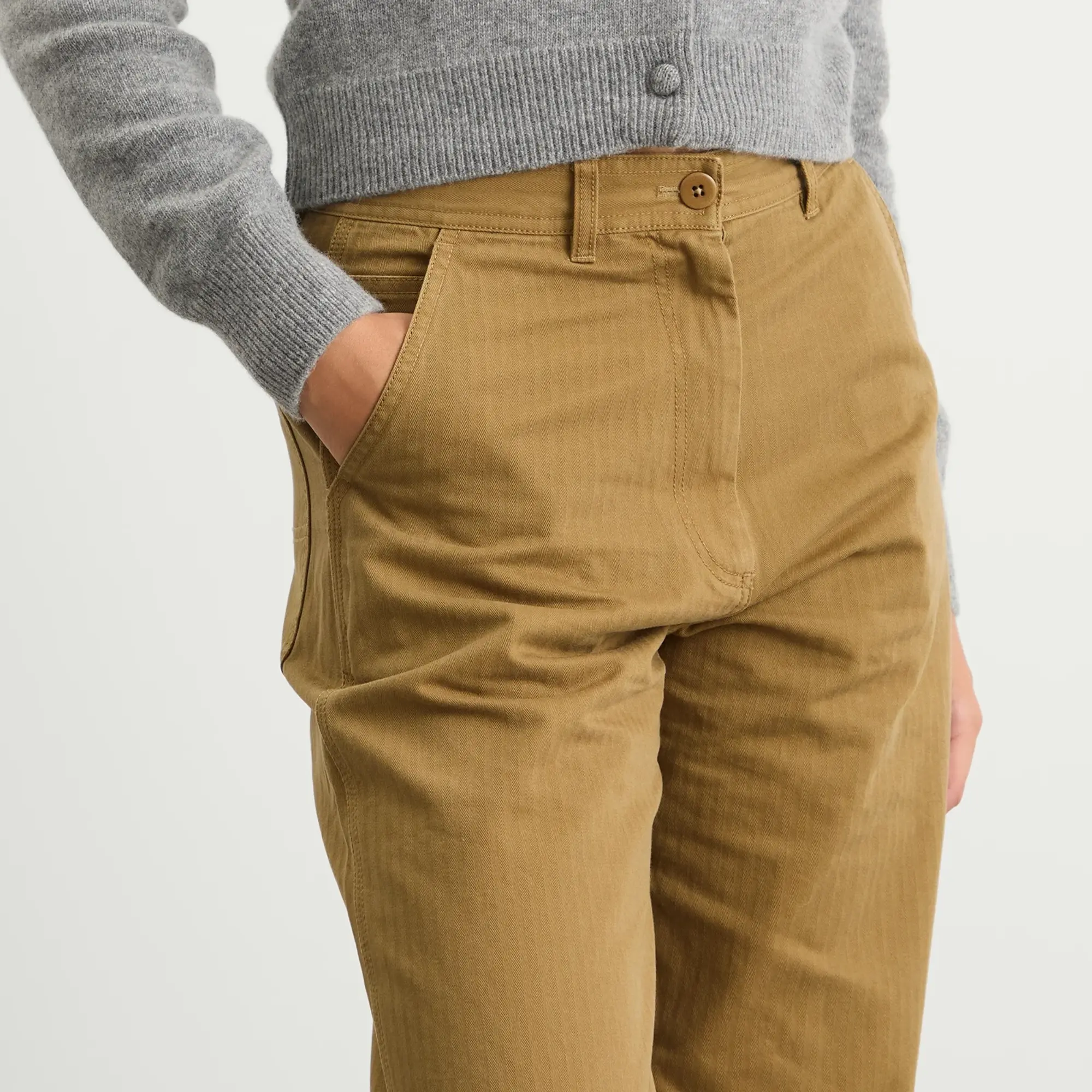 Nothing Written Women's Paan Cotton Work Pants Khaki