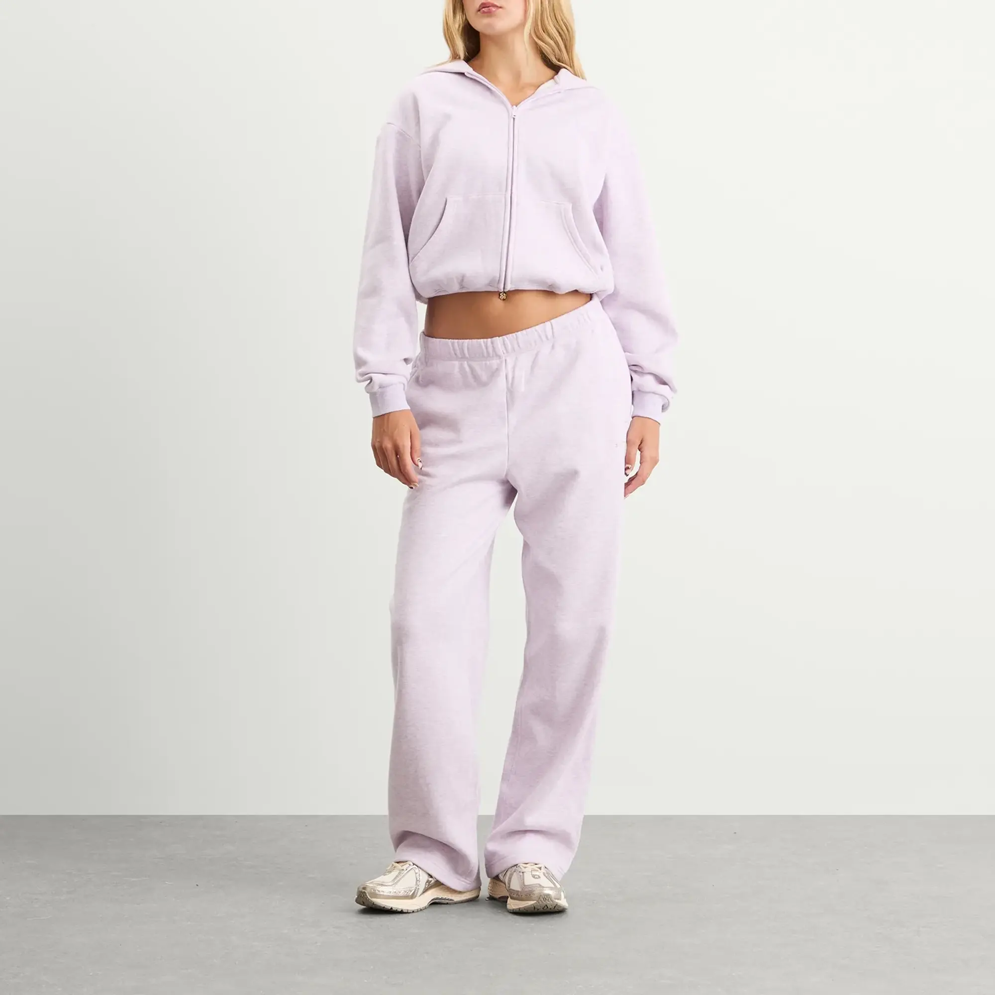 SKIMS Women's Cotton Fleece Classic Zip Up Hoodie Purple Heather