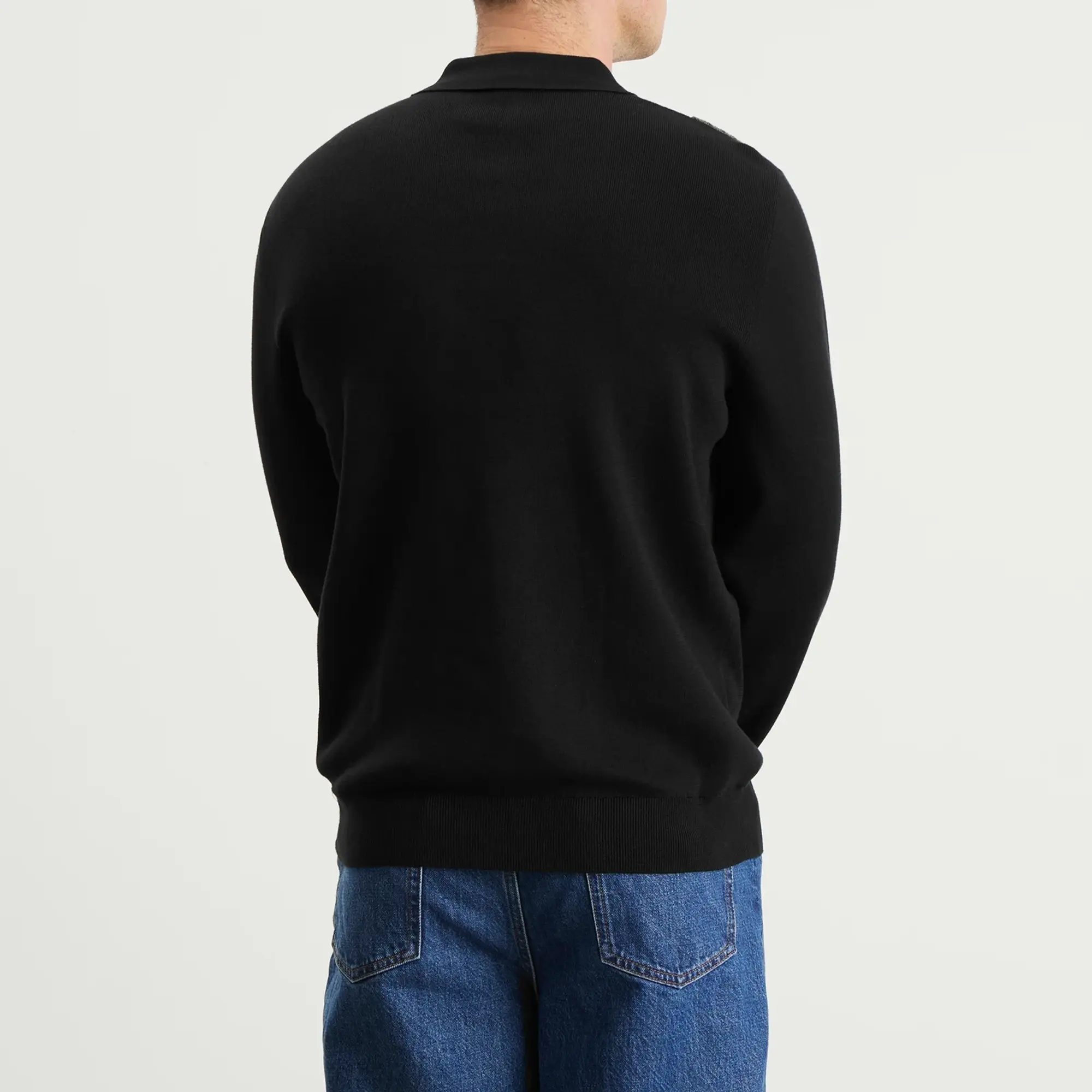 Fred Perry Men's Textured Knitted Long Sleeve Zip Polo Shirt Black