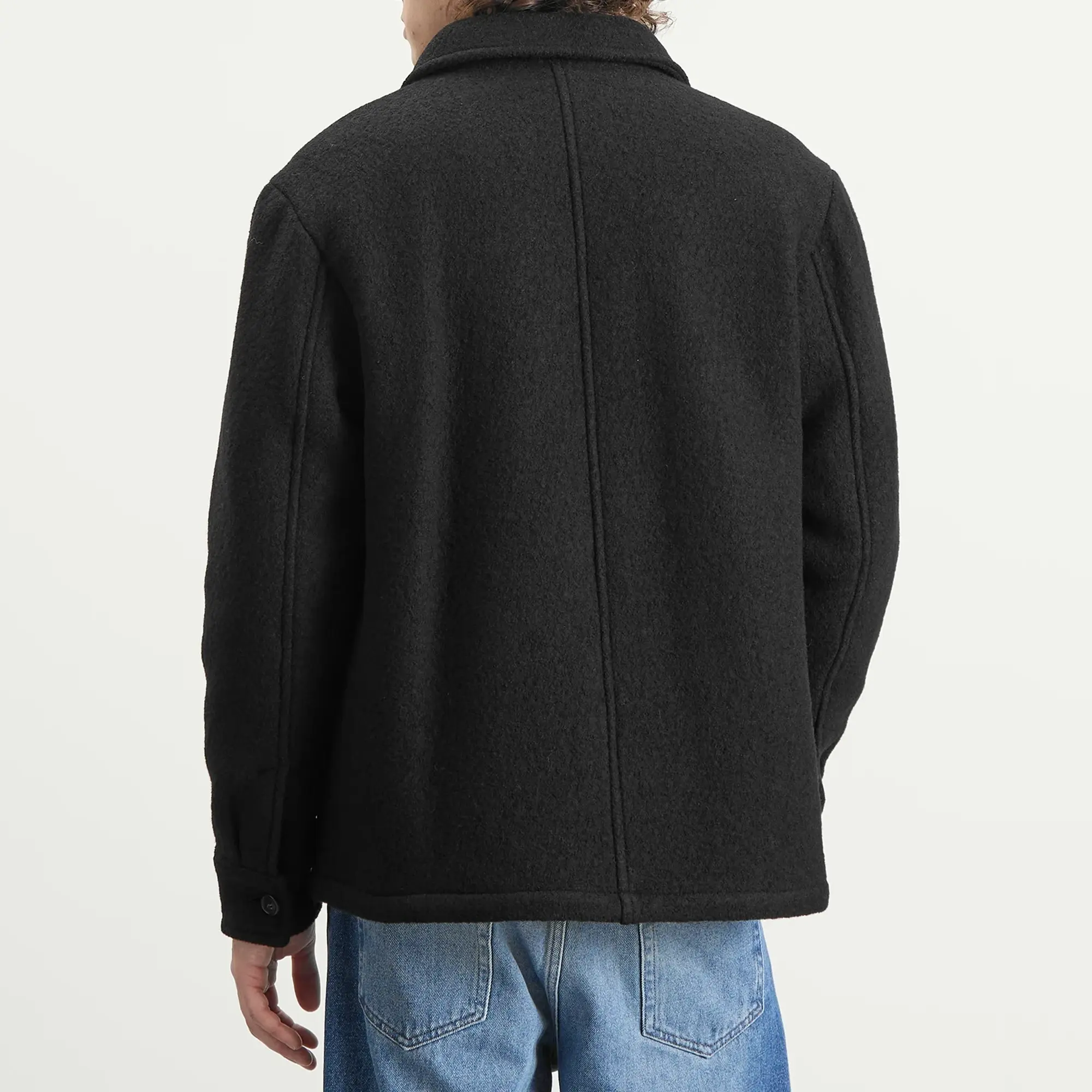 A.P.C. Men's Emile Felted Wool Chore Jacket Black