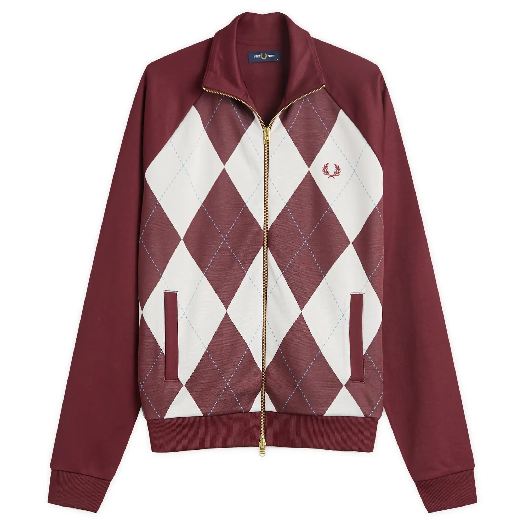 Fred Perry Men's Argyle Track Jacket Oxblood