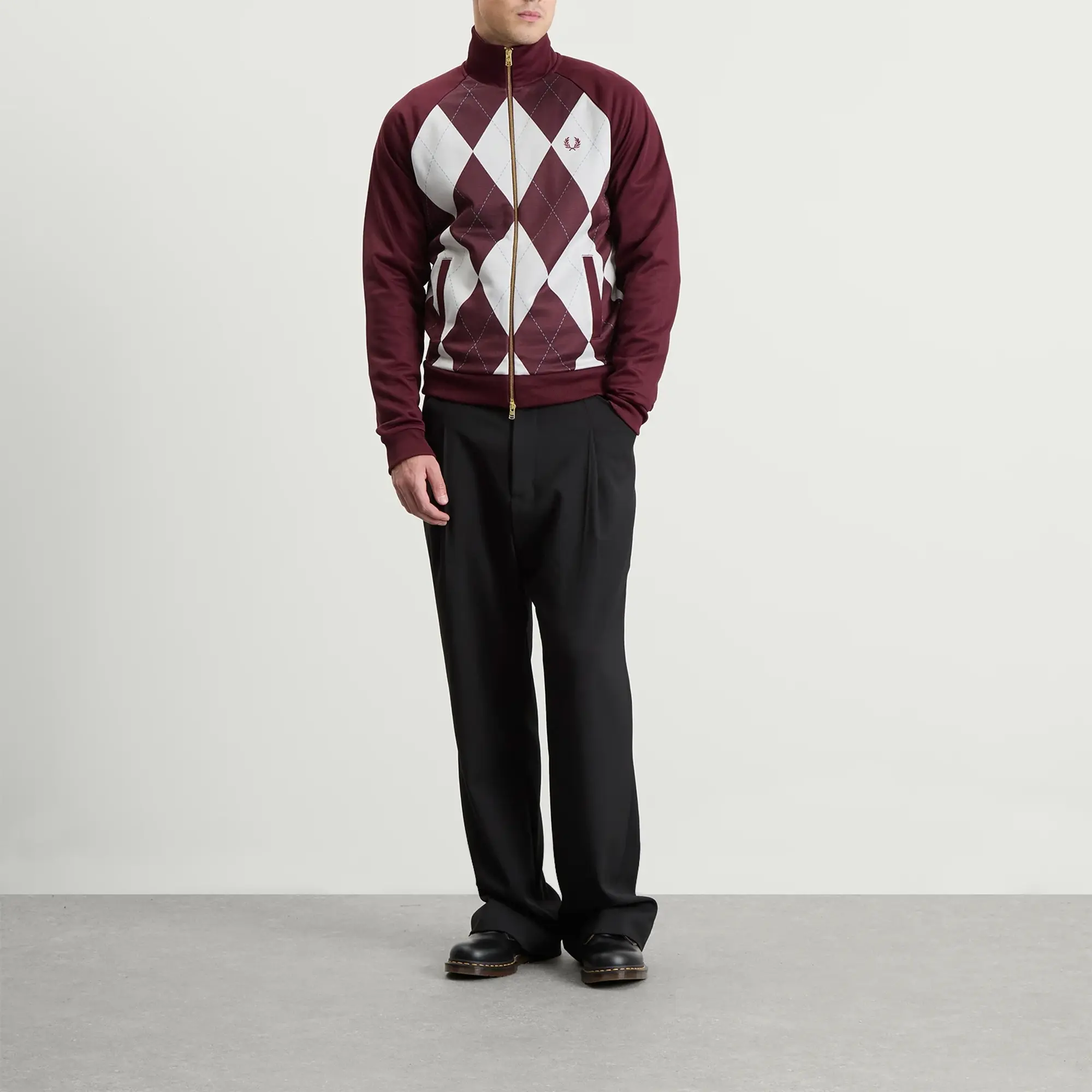 Fred Perry Men's Argyle Track Jacket Oxblood