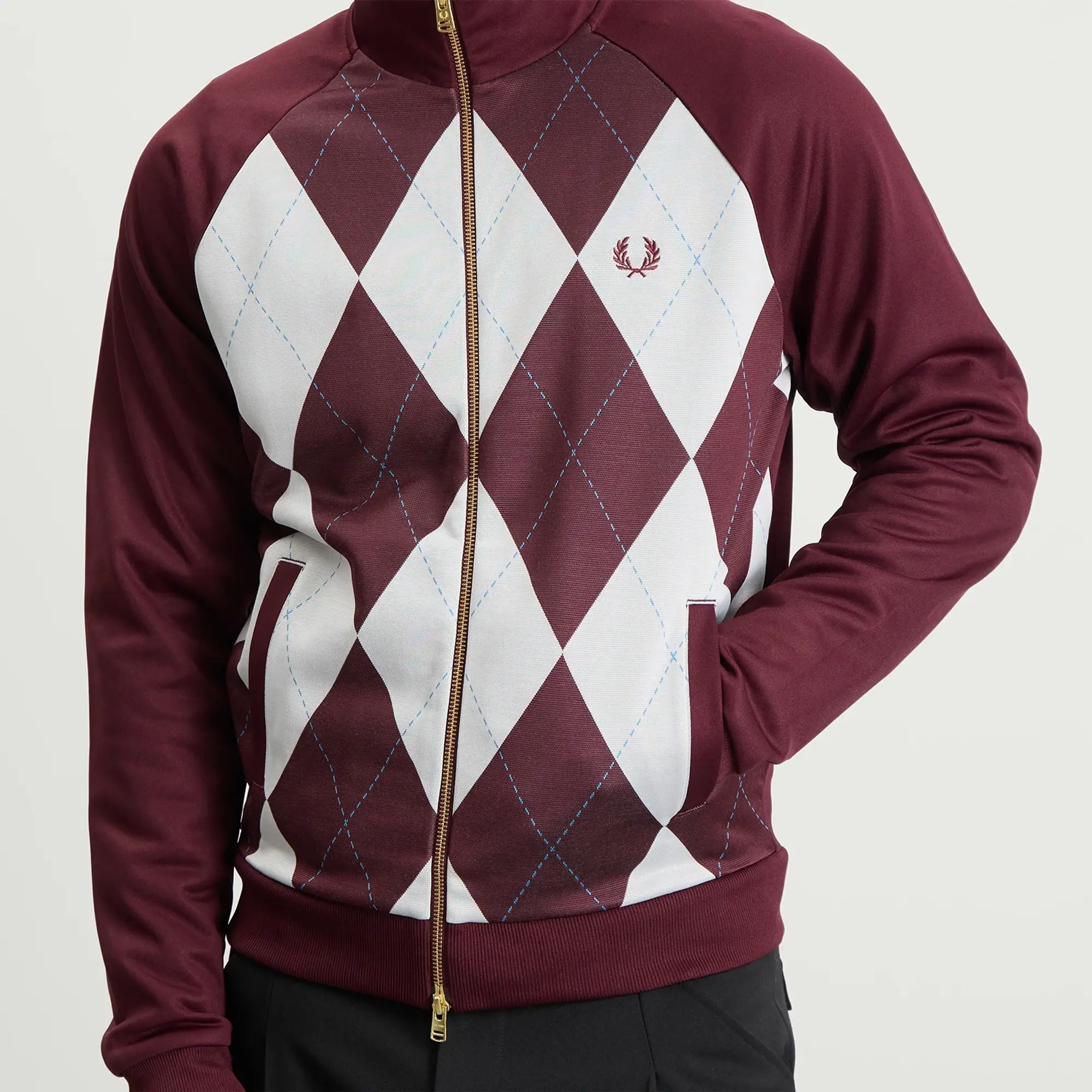 Fred Perry Men's Argyle Track Jacket Oxblood