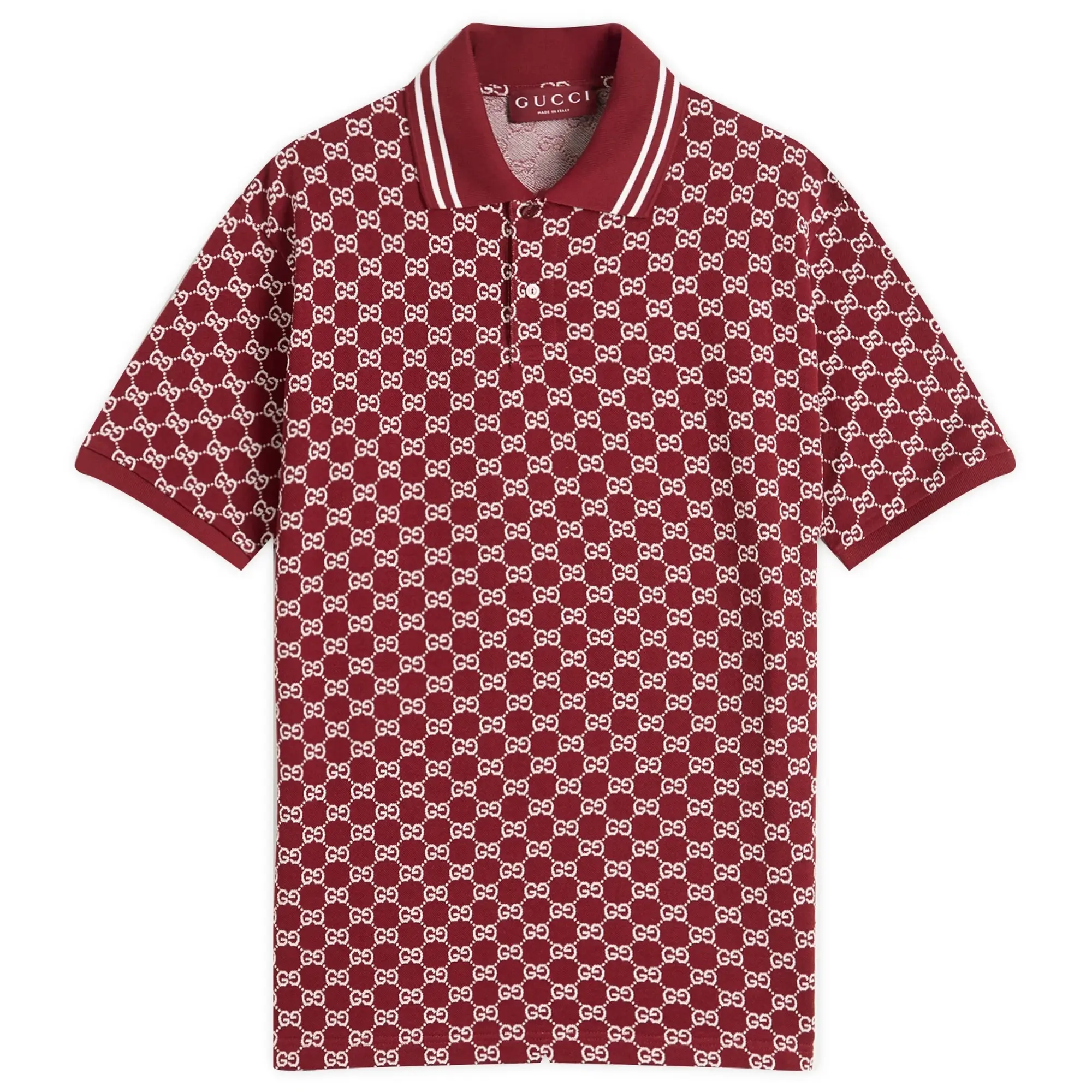 Gucci Men's GG Jacquard Cotton Piquet Polo Shirt Red