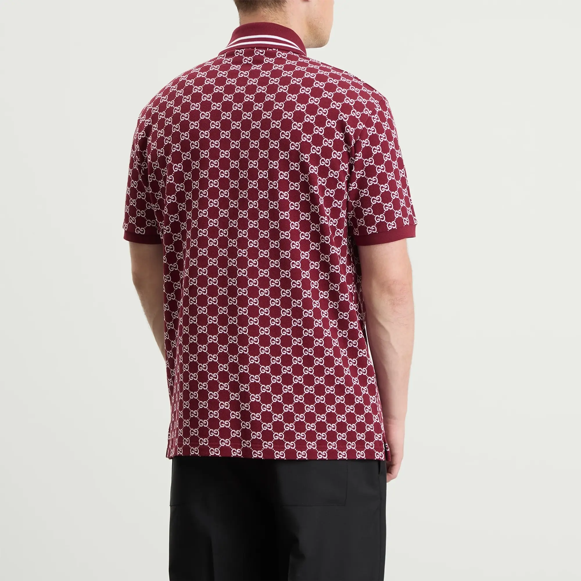 Gucci Men's GG Jacquard Cotton Piquet Polo Shirt Red