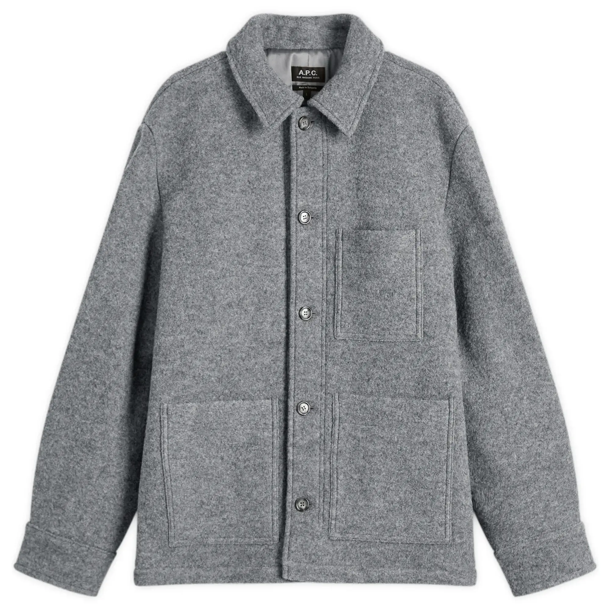 A.P.C. Men's Emile Felted Wool Chore Jacket Heather Grey