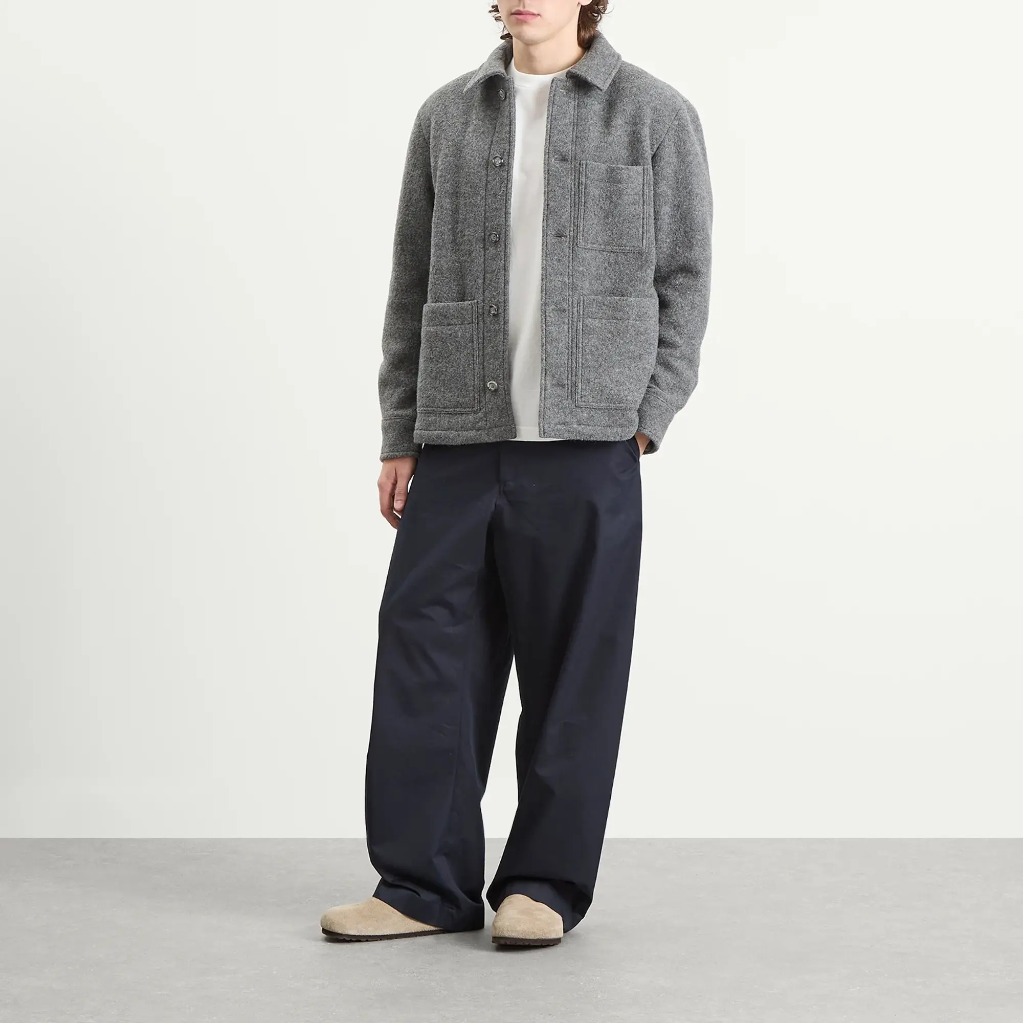 A.P.C. Men's Emile Felted Wool Chore Jacket Heather Grey