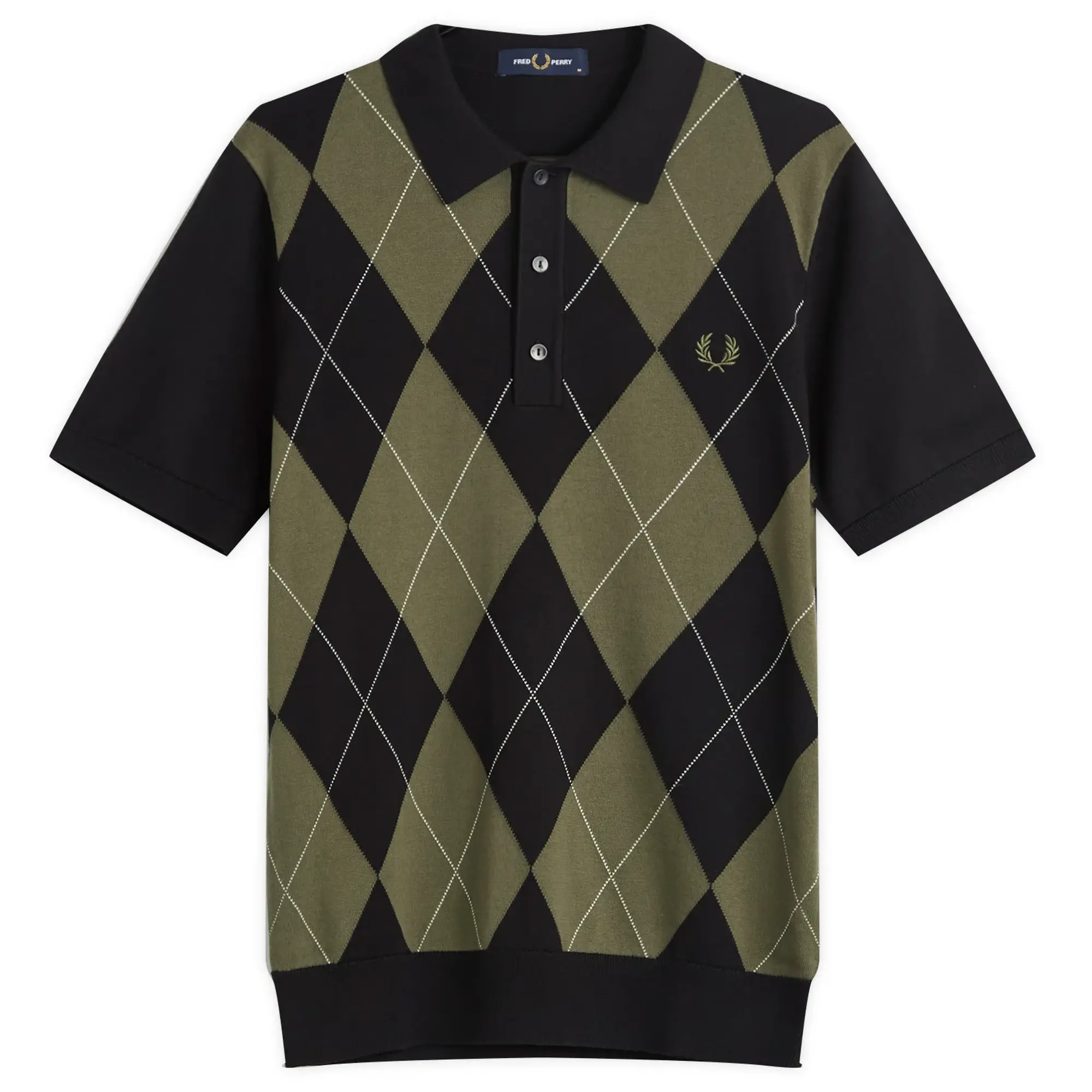Fred Perry Men's Argyle Knitted Polo Shirt Black