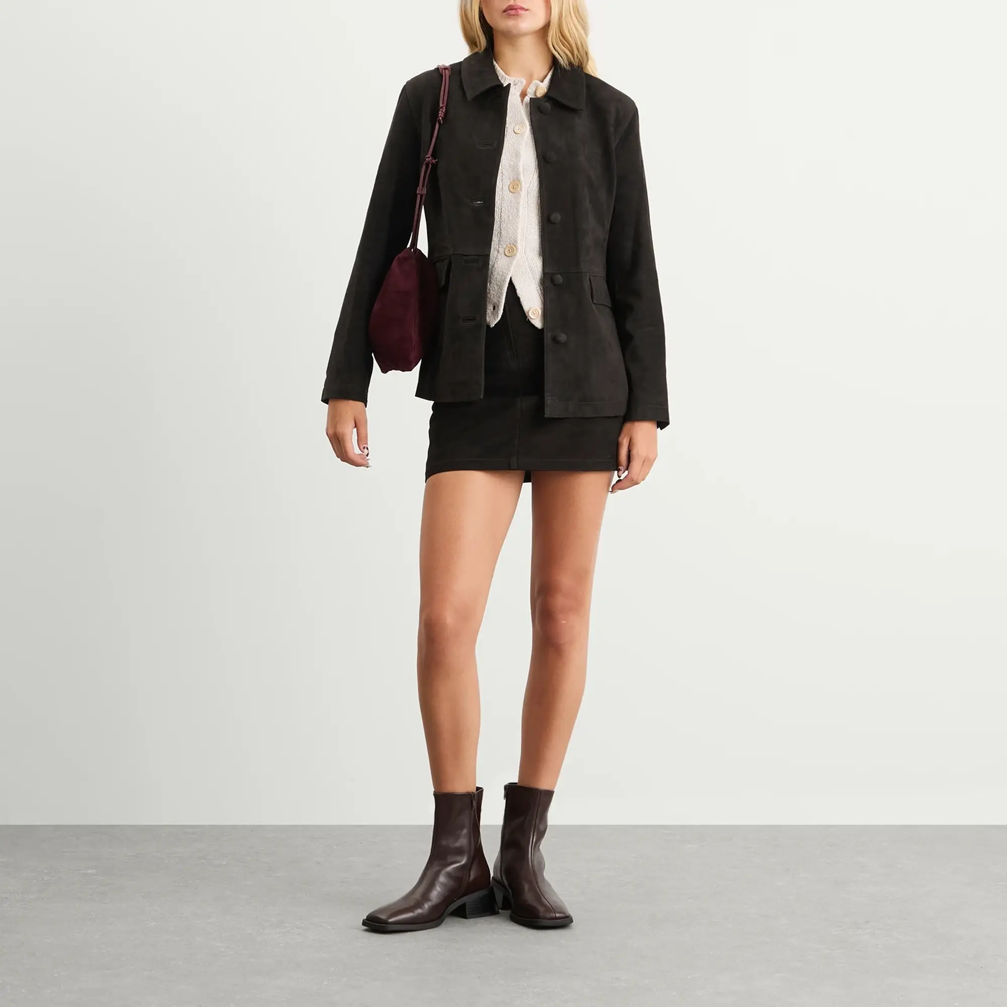 Nothing Written Women's Rona Suede Jacket Dark Brown