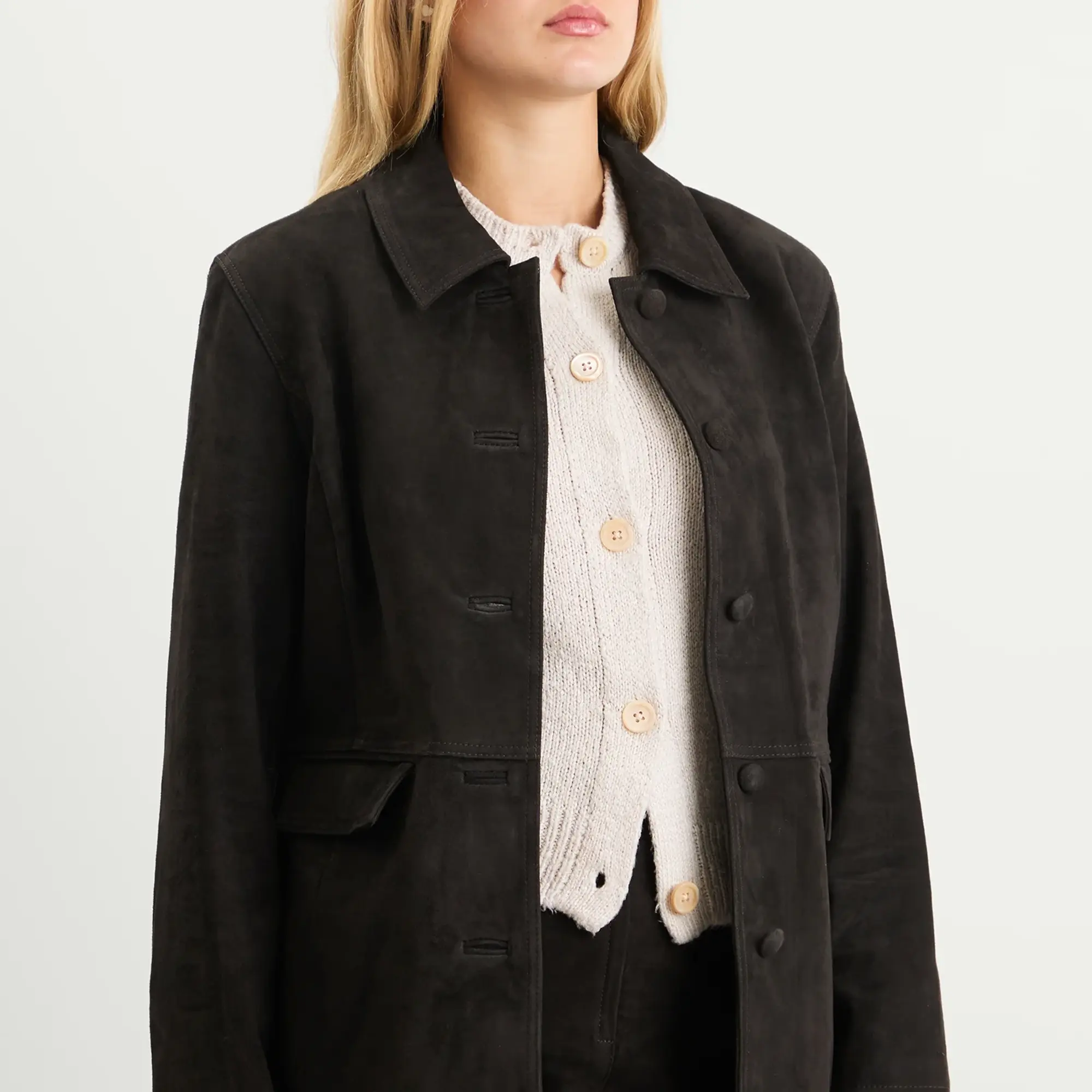 Nothing Written Women's Rona Suede Jacket Dark Brown