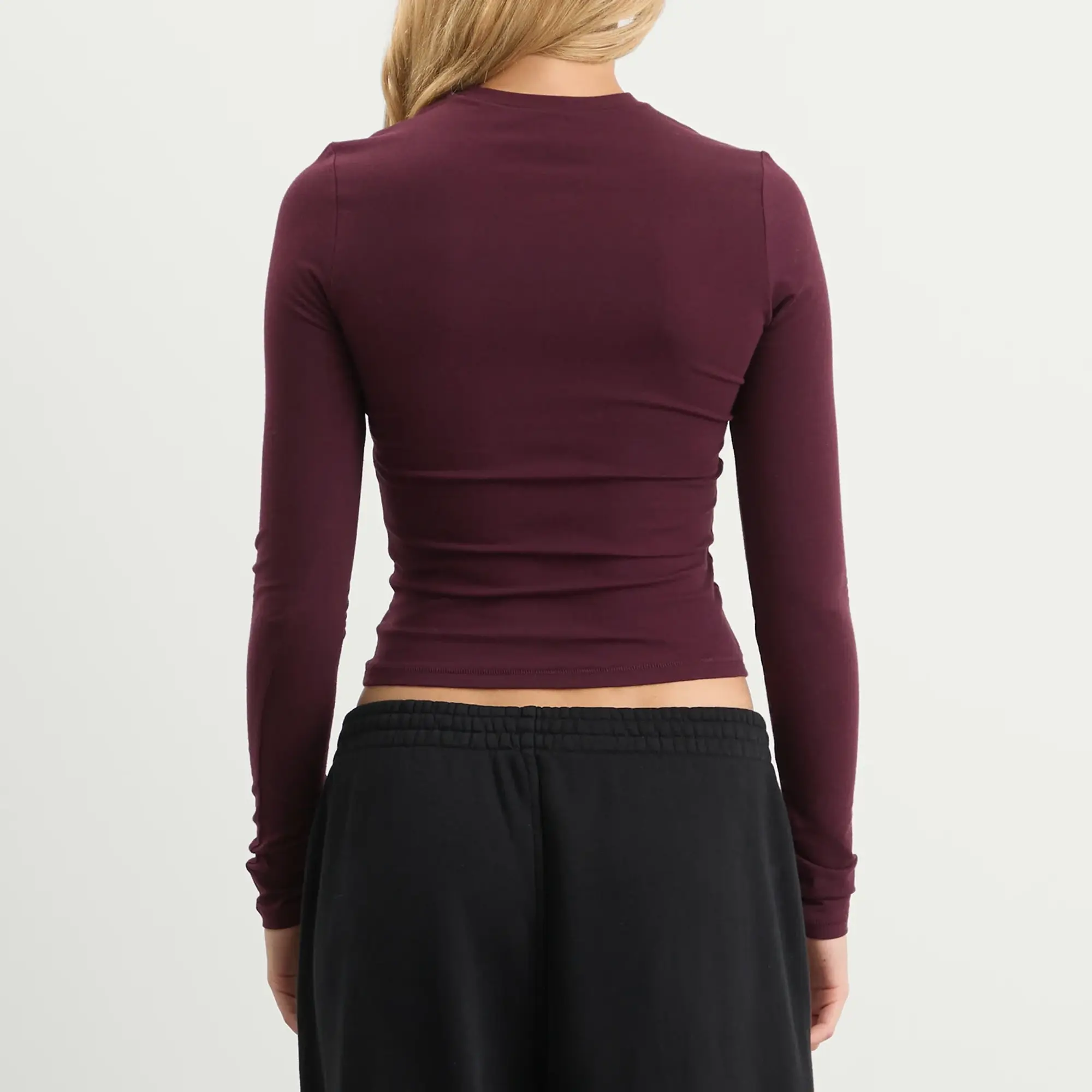 SKIMS Women's Cotton Jersey Long Sleeve T-Shirt Currant