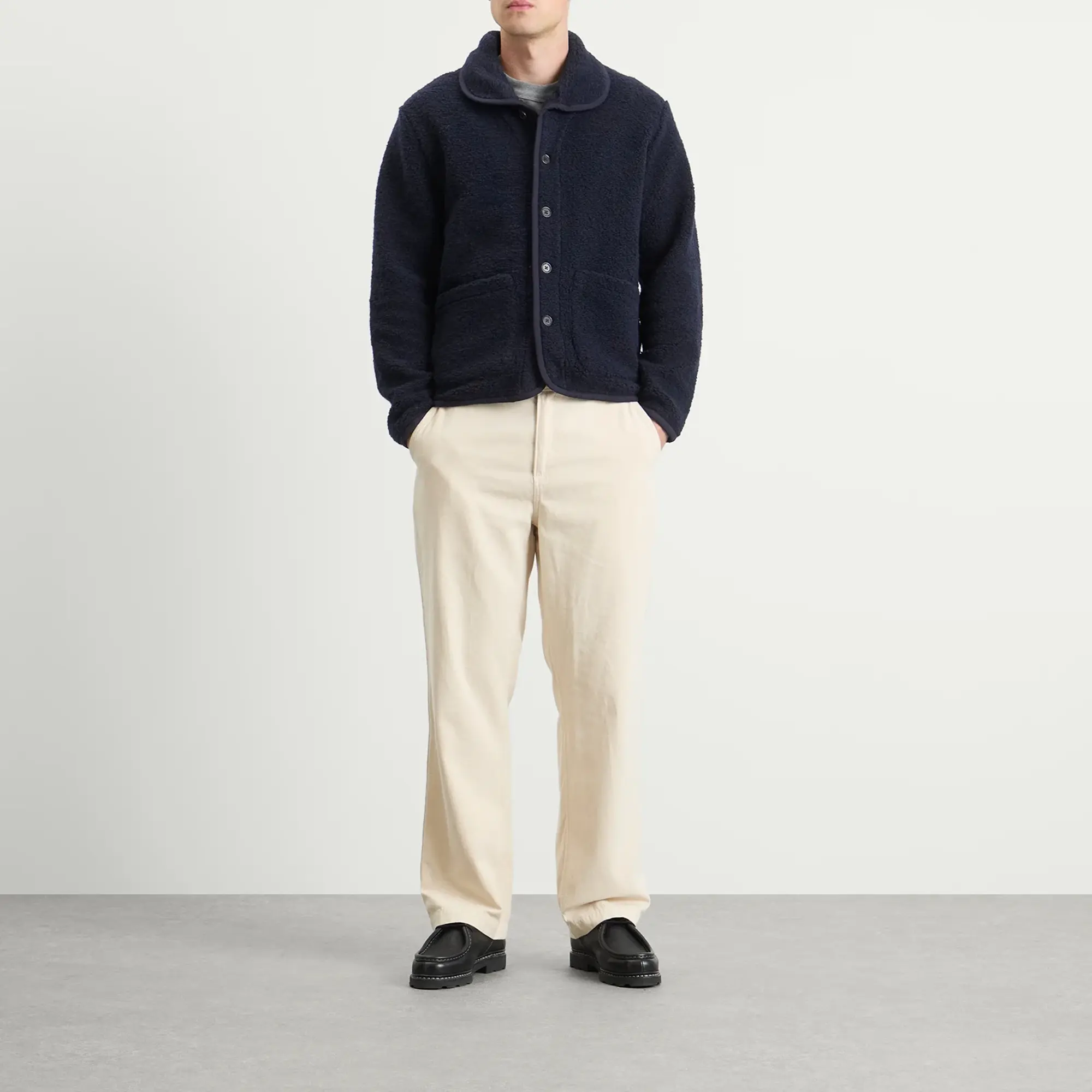 Universal Works Men's Alvar Fleece Lancaster Jacket Navy