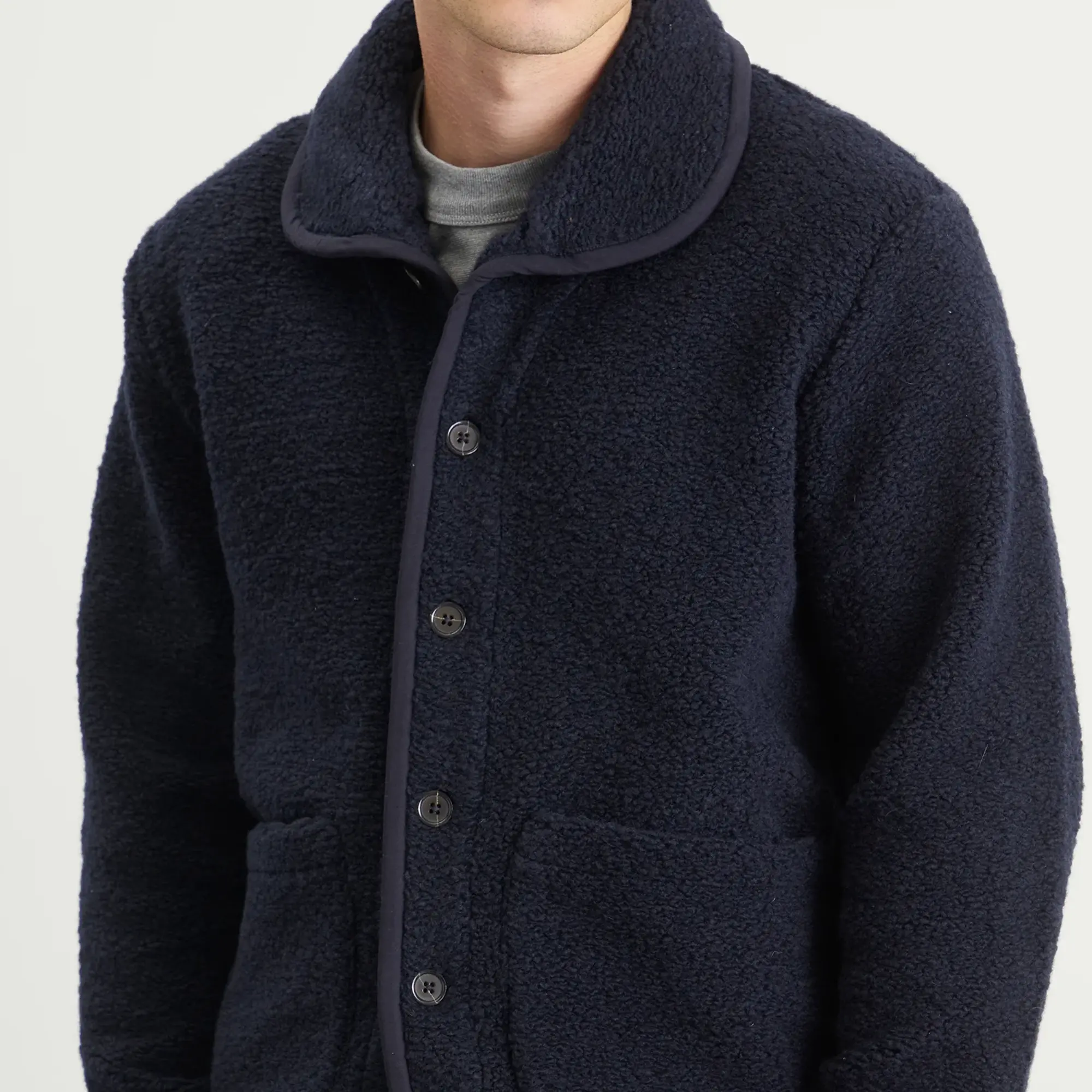 Universal Works Men's Alvar Fleece Lancaster Jacket Navy