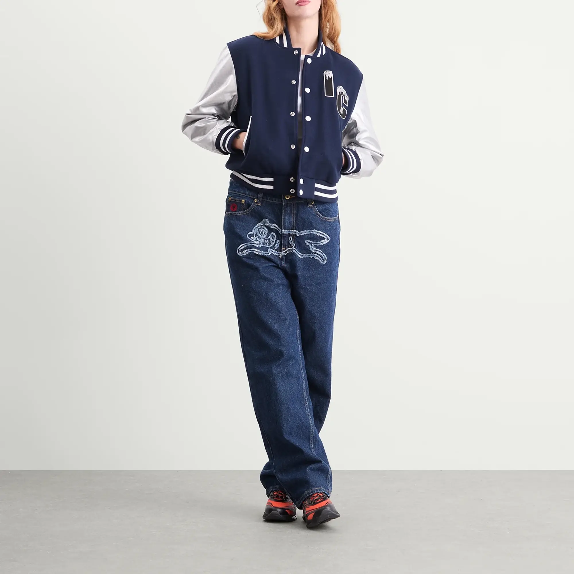 ICECREAM Women's Applique Running Dog Denim Pants Indigo