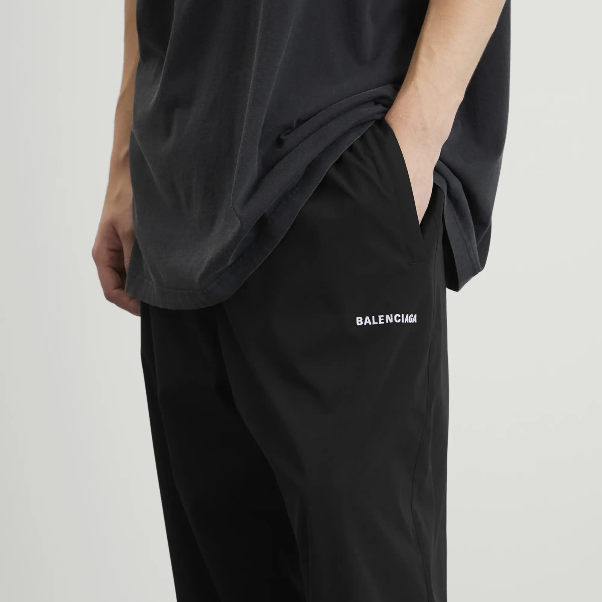 Balenciaga Men's Stretch Poly Tracksuit Pants Black