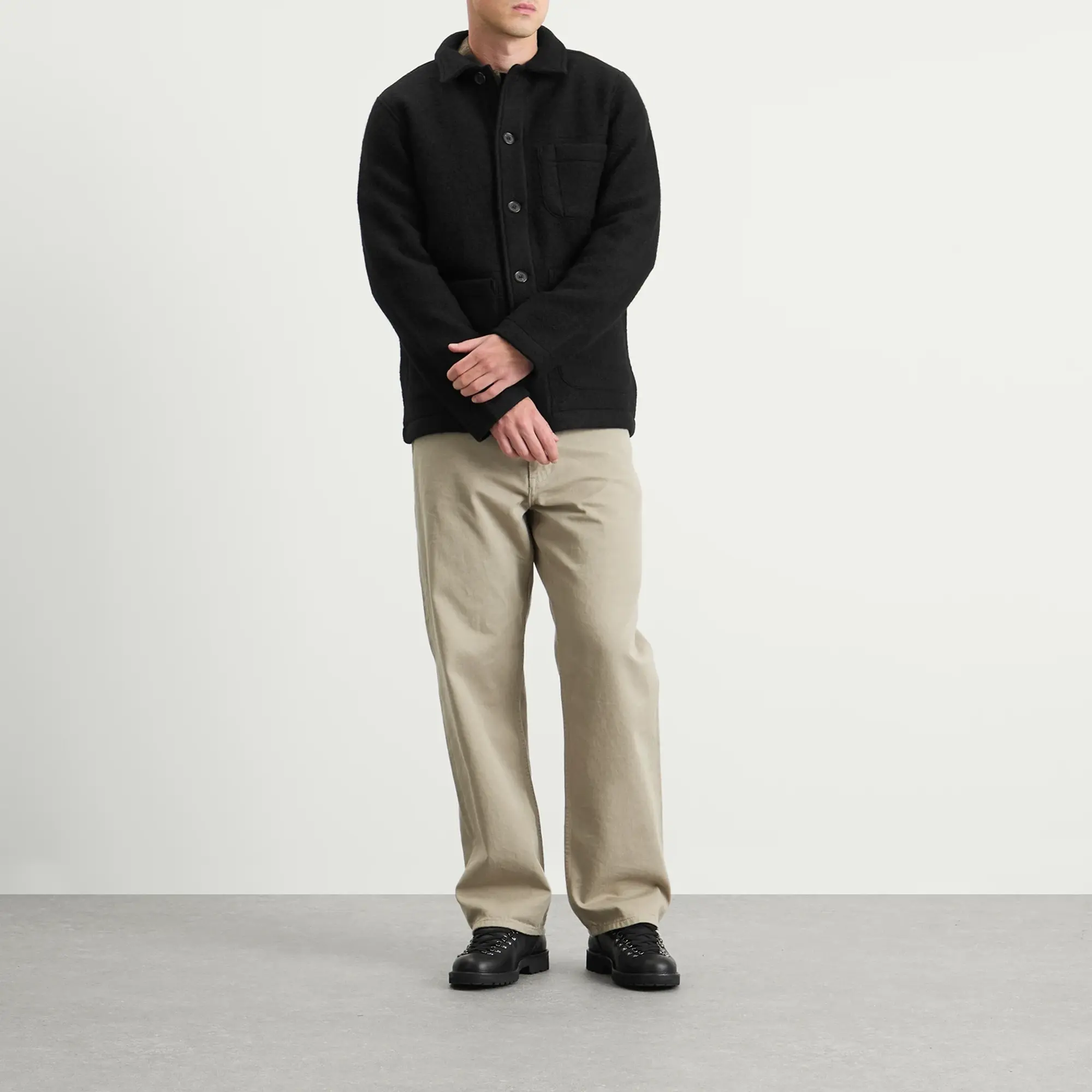 Universal Works Men's Wool Fleece Field Jacket Black