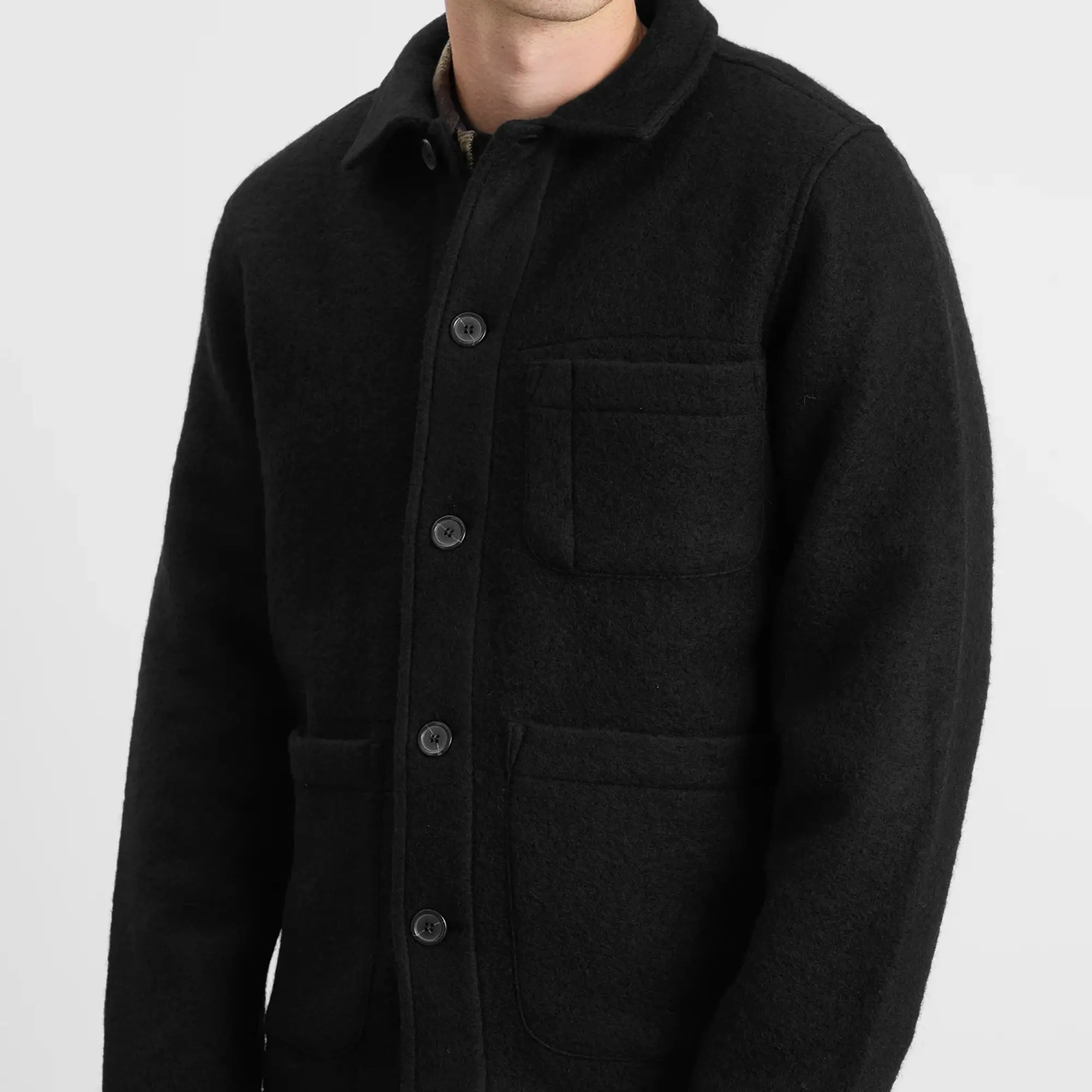 Universal Works Men's Wool Fleece Field Jacket Black