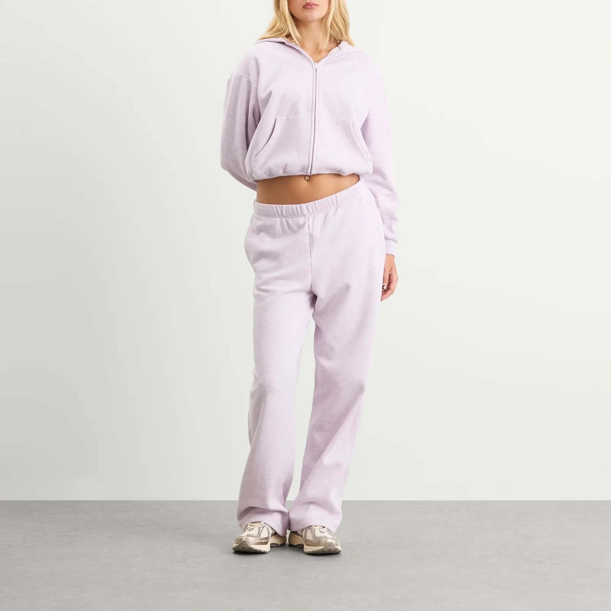 SKIMS Women's Cotton Fleece Straight Leg Pant Purple Heather