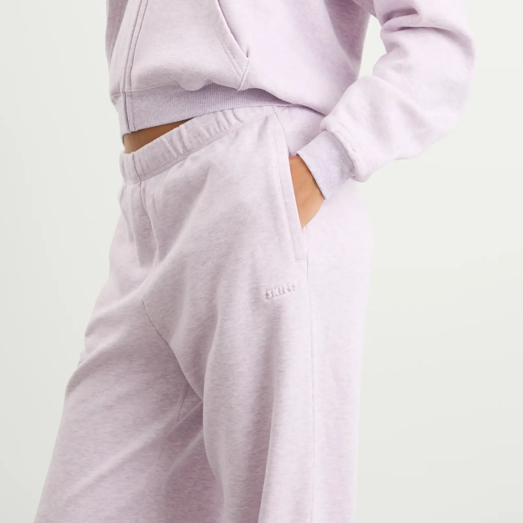 SKIMS Women's Cotton Fleece Straight Leg Pant Purple Heather
