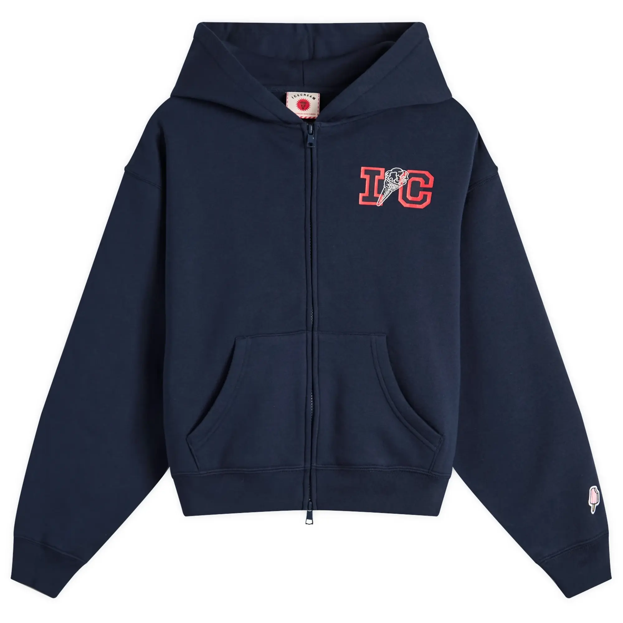 ICECREAM Women's Cone Cropped Zip Through Hoodie Navy