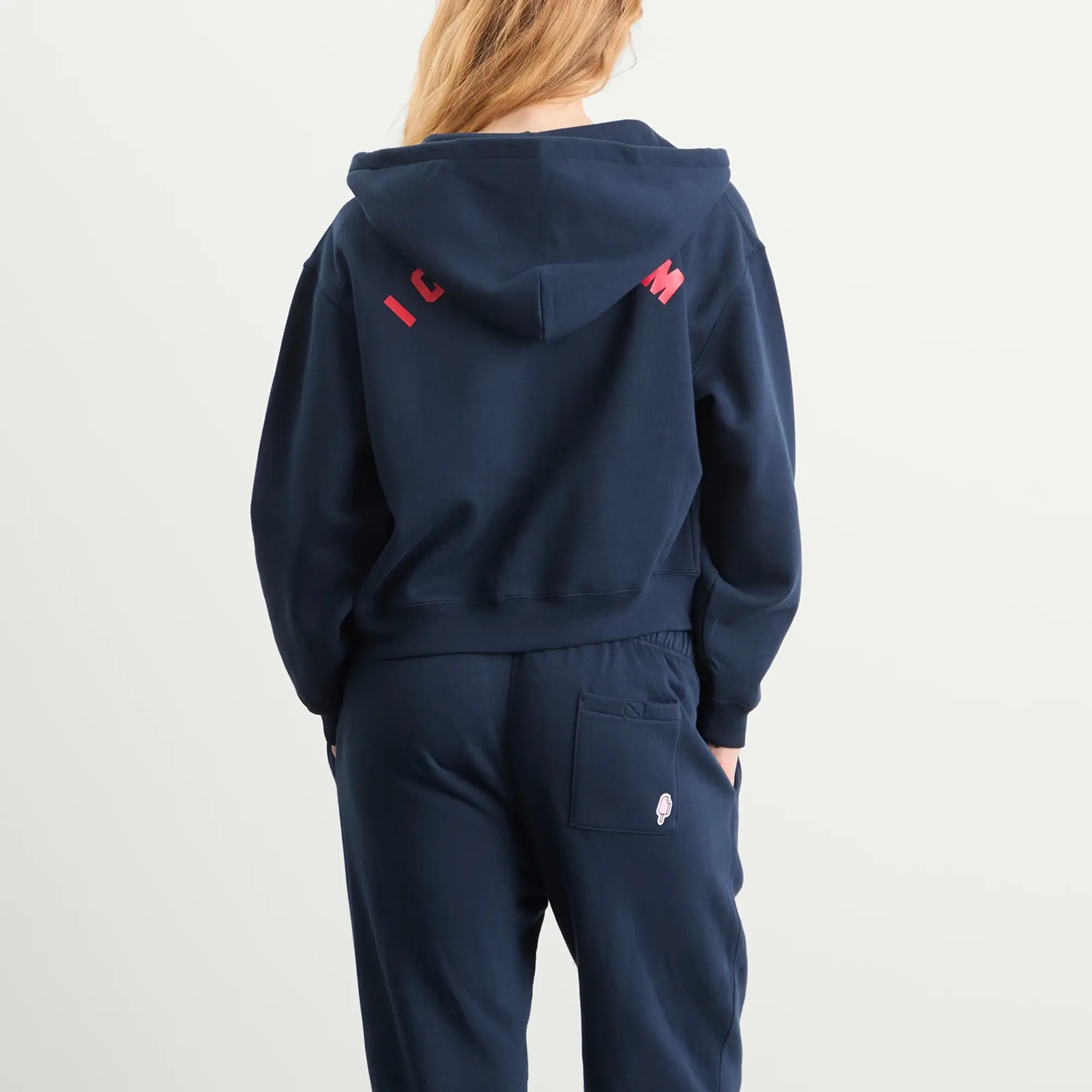 ICECREAM Women's Cone Cropped Zip Through Hoodie Navy