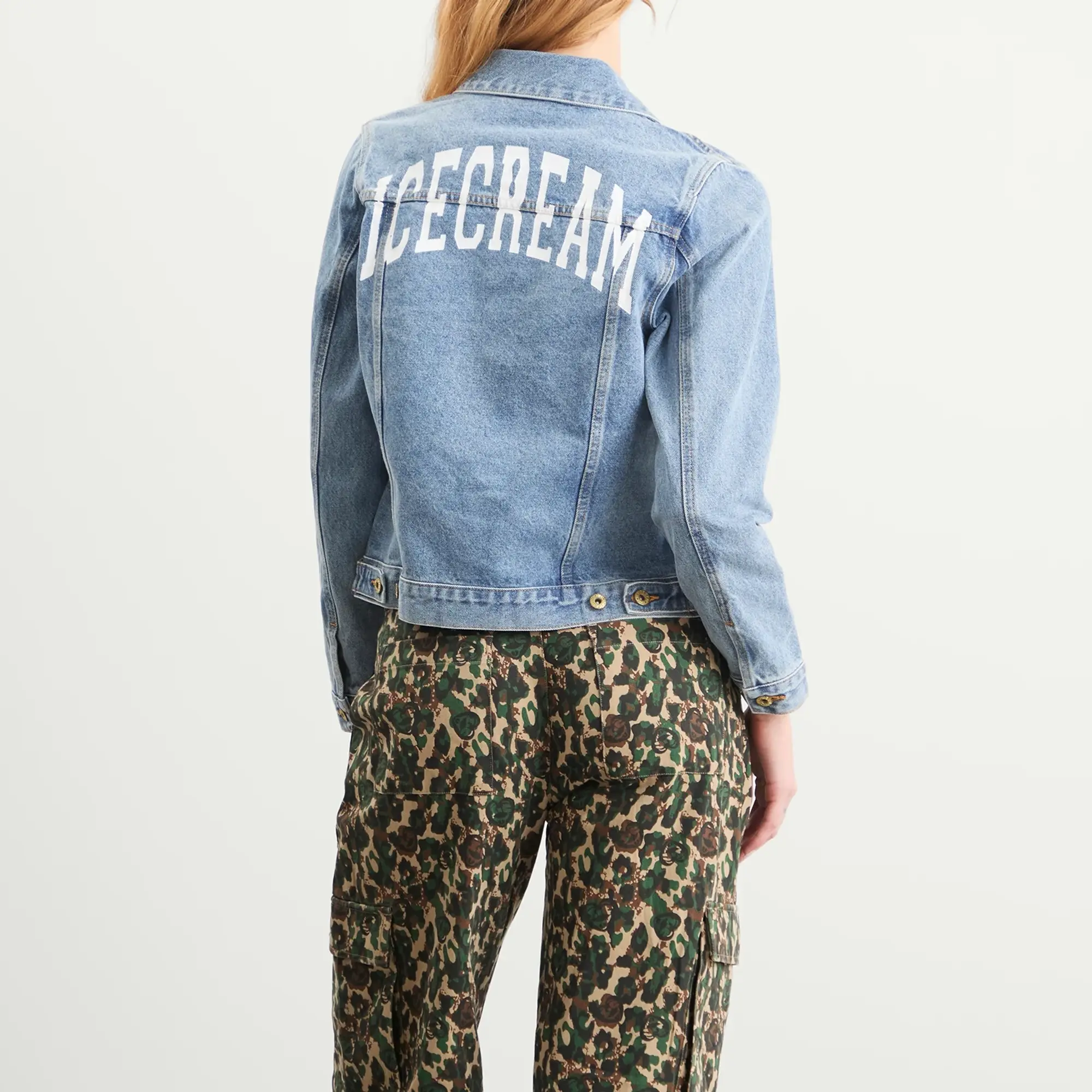 ICECREAM Women's Denim Trucker Jacket Light Wash Blue