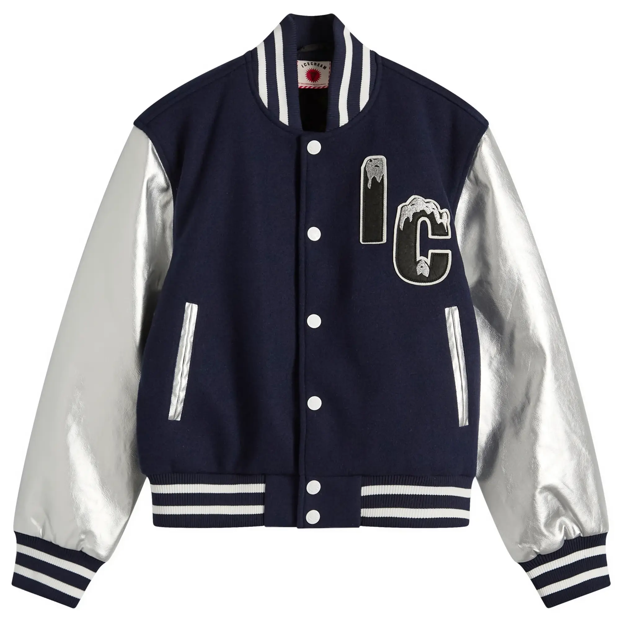 ICECREAM Women's Cherry Varsity Jacket Navy/Silver