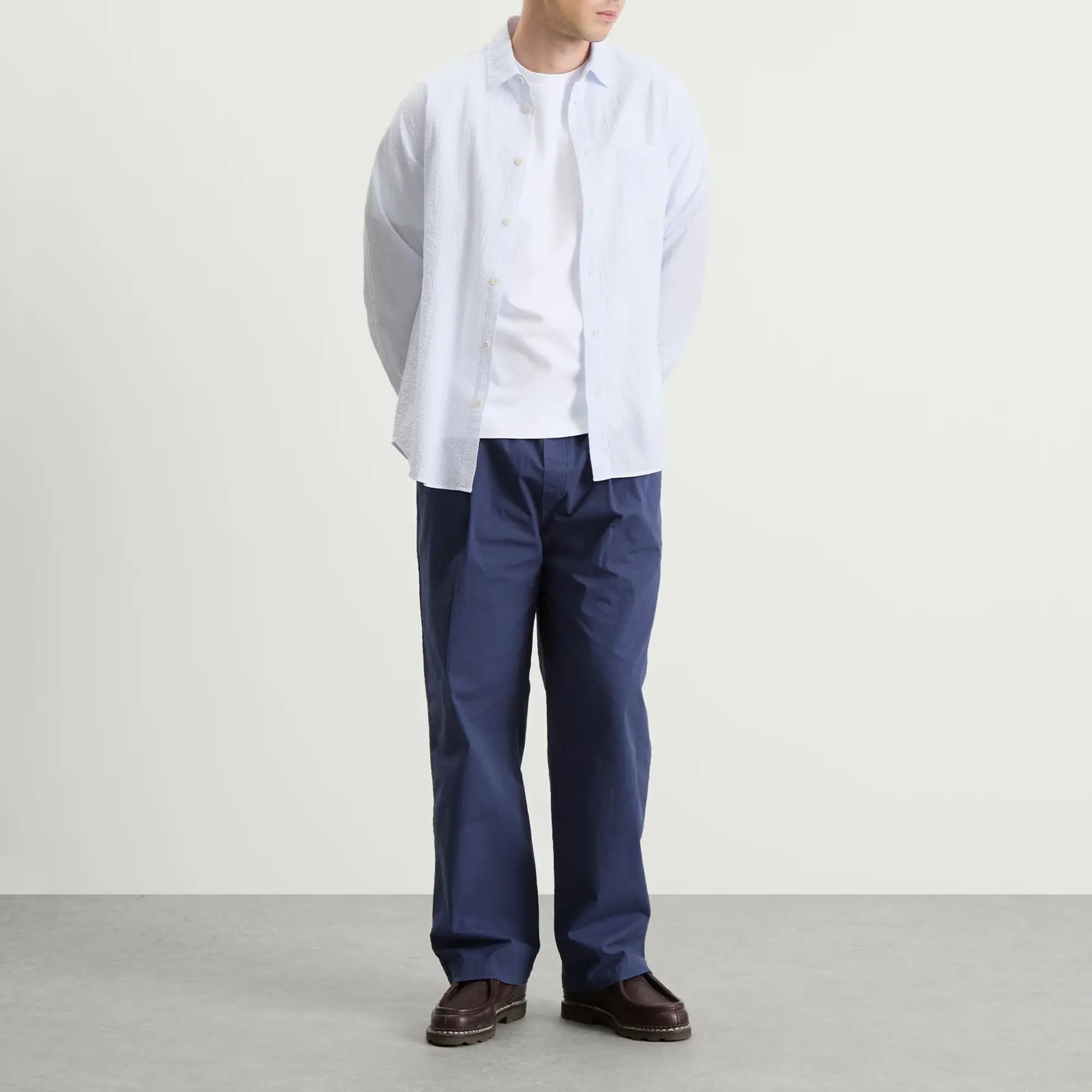 Folk Men's Relaxed Fit Shirt Blue Microstripe
