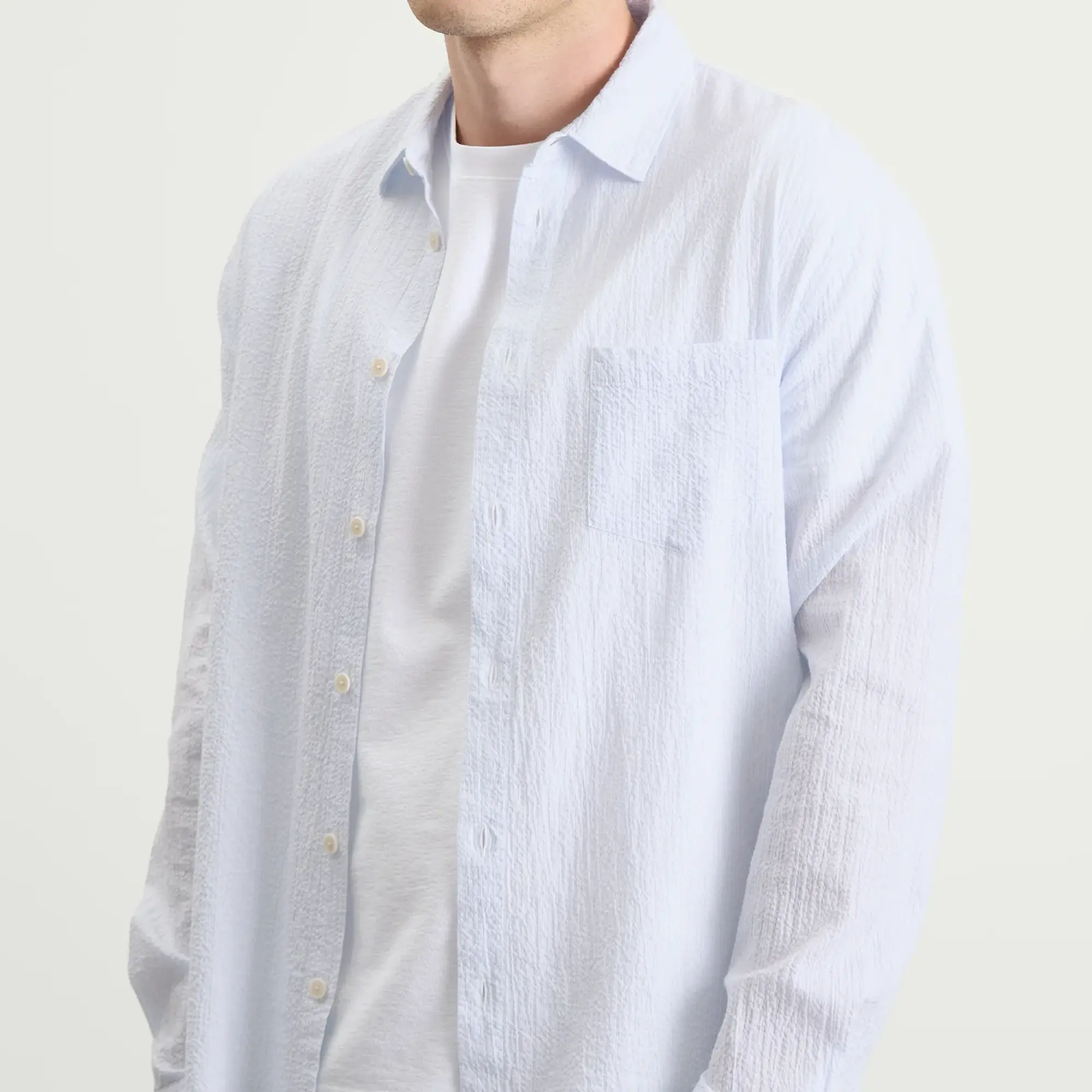Folk Men's Relaxed Fit Shirt Blue Microstripe