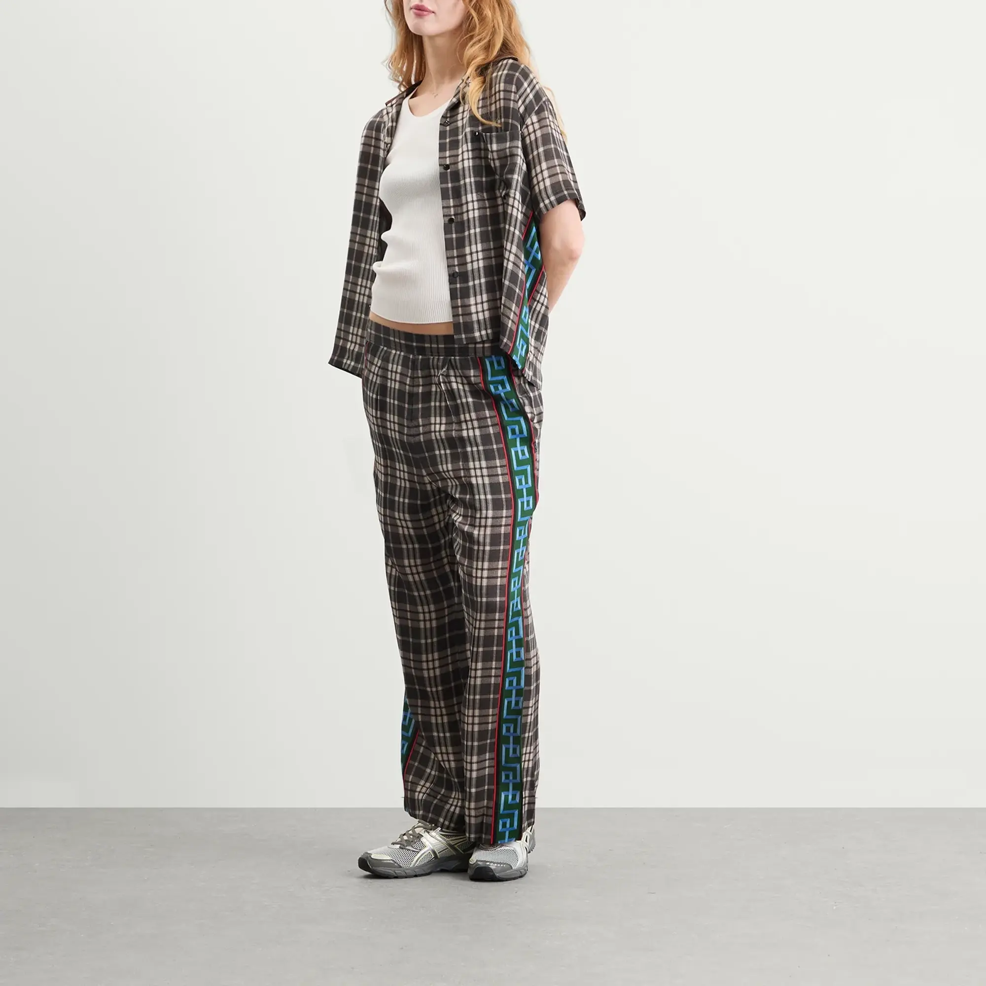 TOGA ARCHIVES Women's Printed Wide Leg Trousers Grey