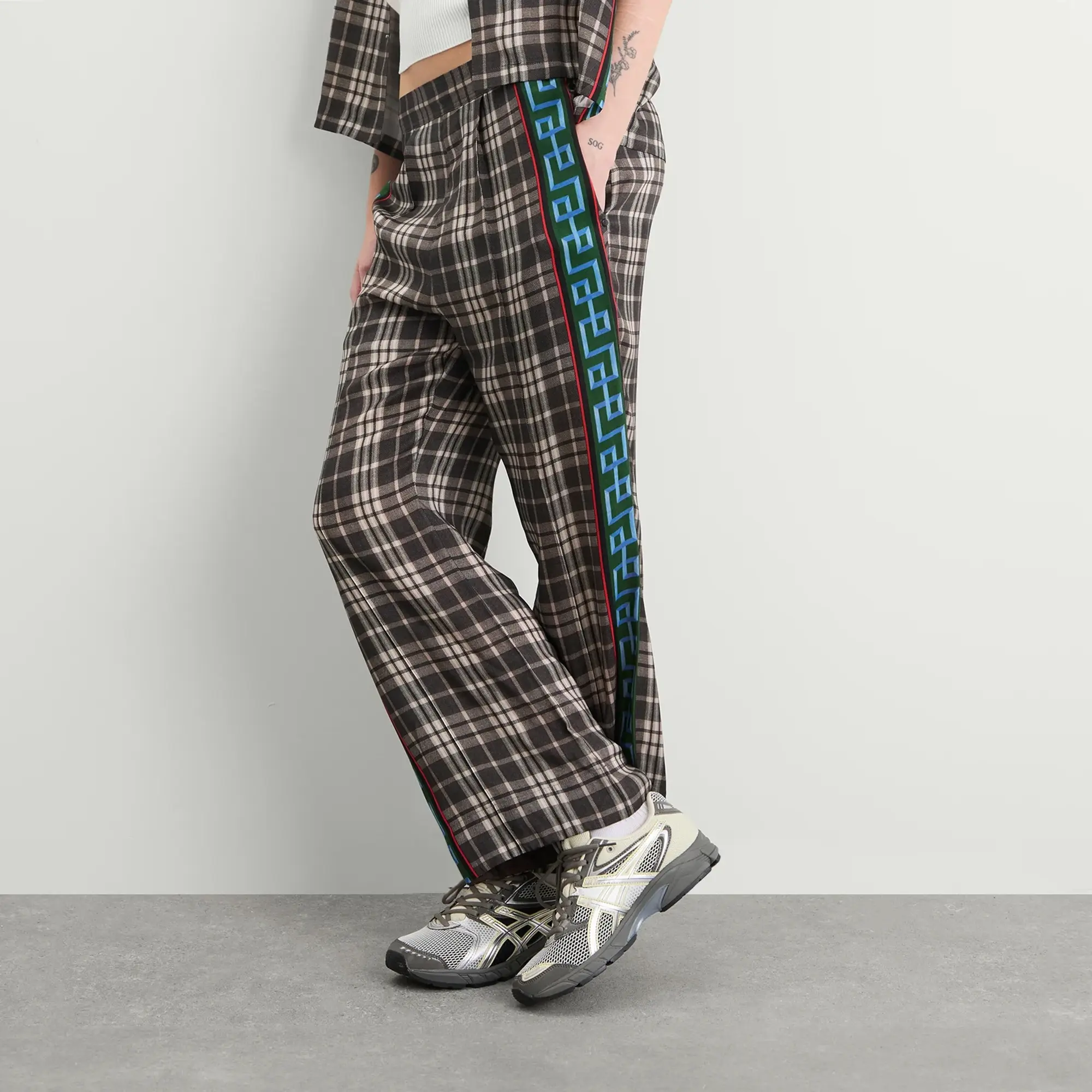TOGA ARCHIVES Women's Printed Wide Leg Trousers Grey