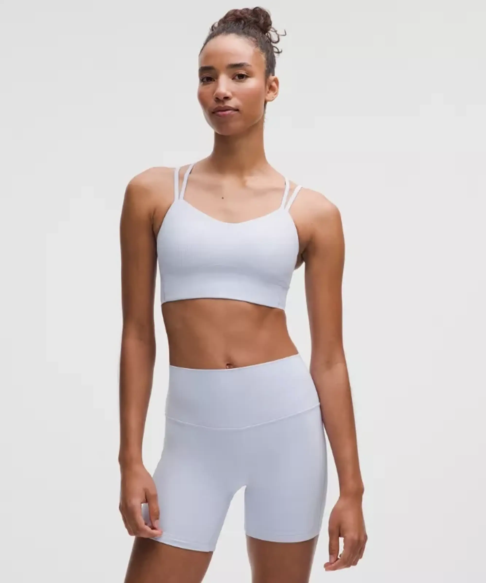 lululemon – Women's Like a Cloud Ribbed Longline Sports Bra Light Support, B/C Cup – Color Blue – Size 10