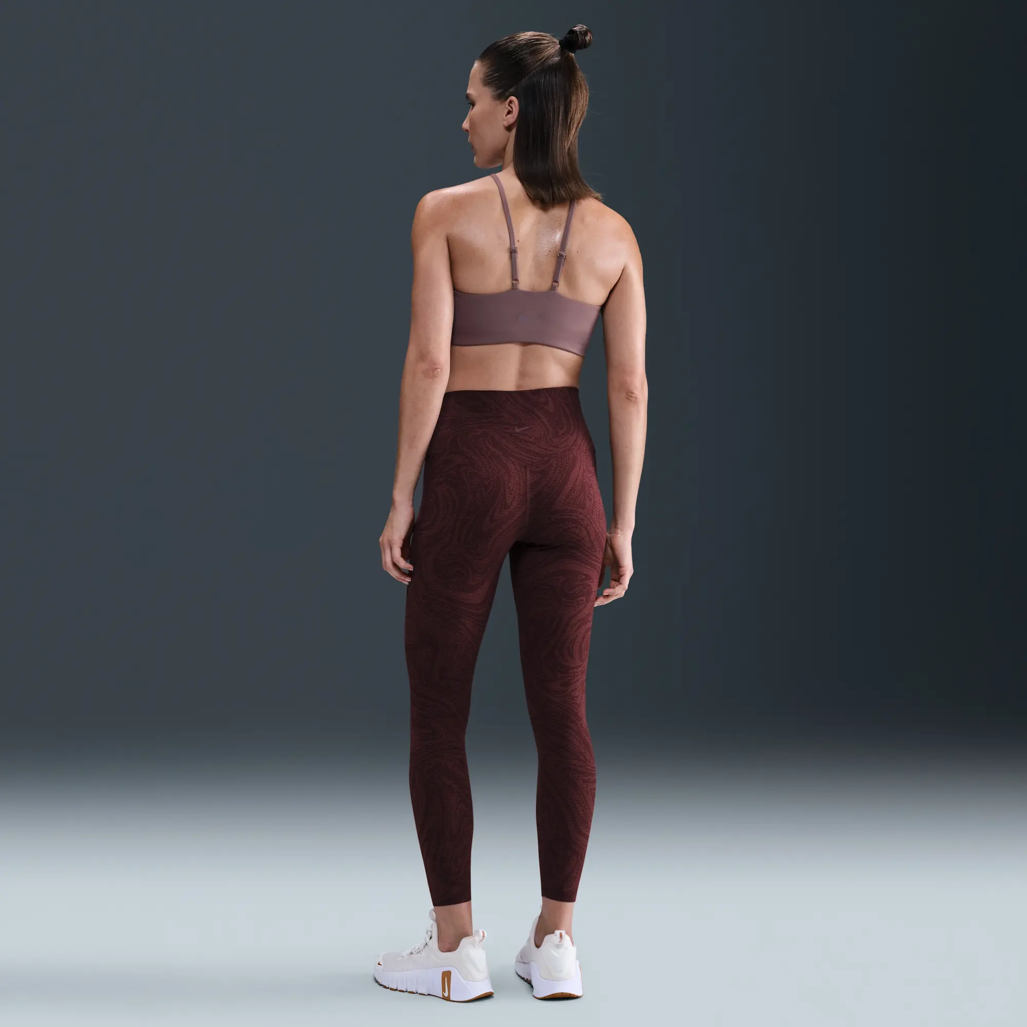 Nike Zenvy Women's High-Waisted 7/8 Printed Leggings - Red - Nylon/Elastane