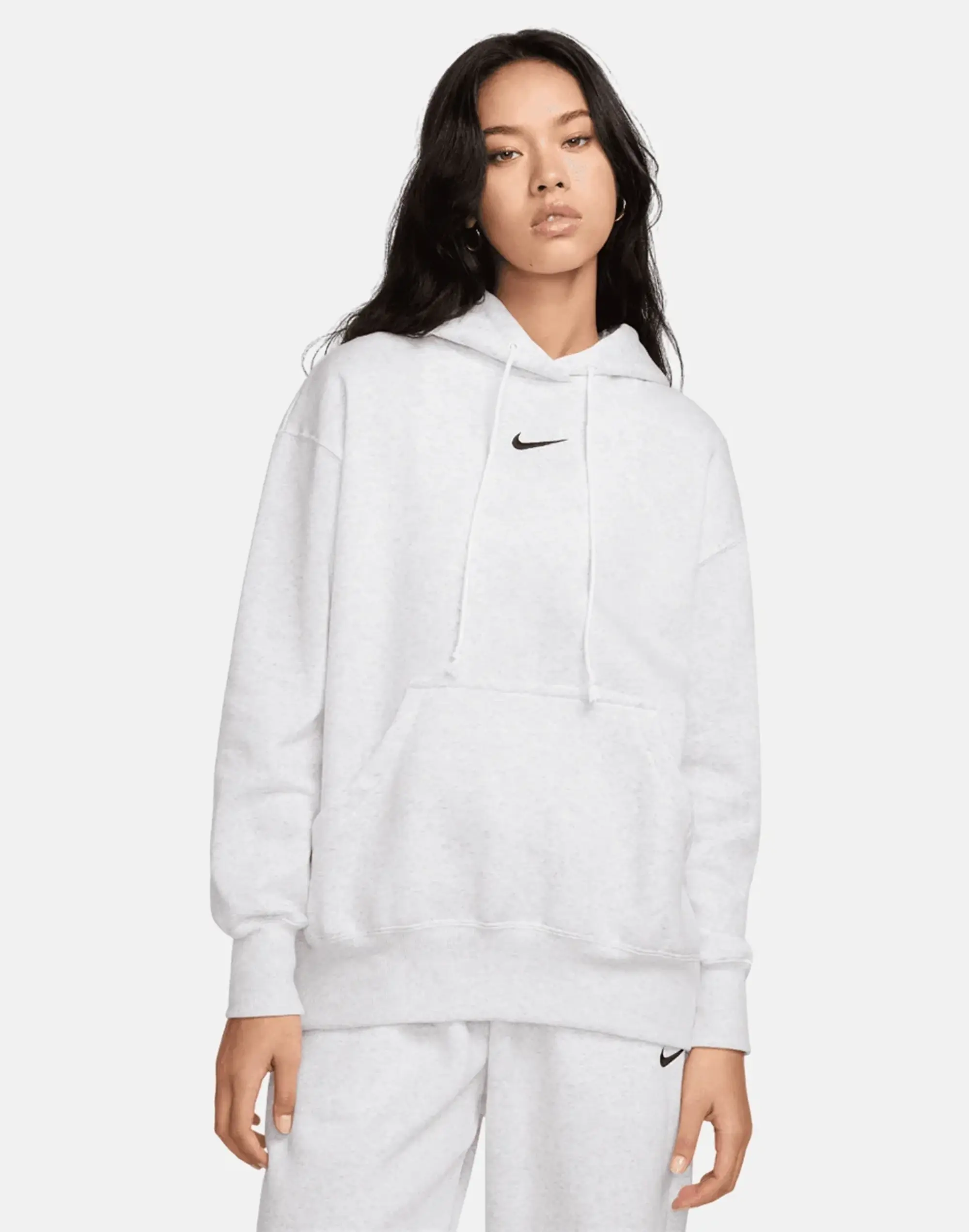 Women's Nike Phoenix Fleece Oversized Hoodie in Grey/Black 