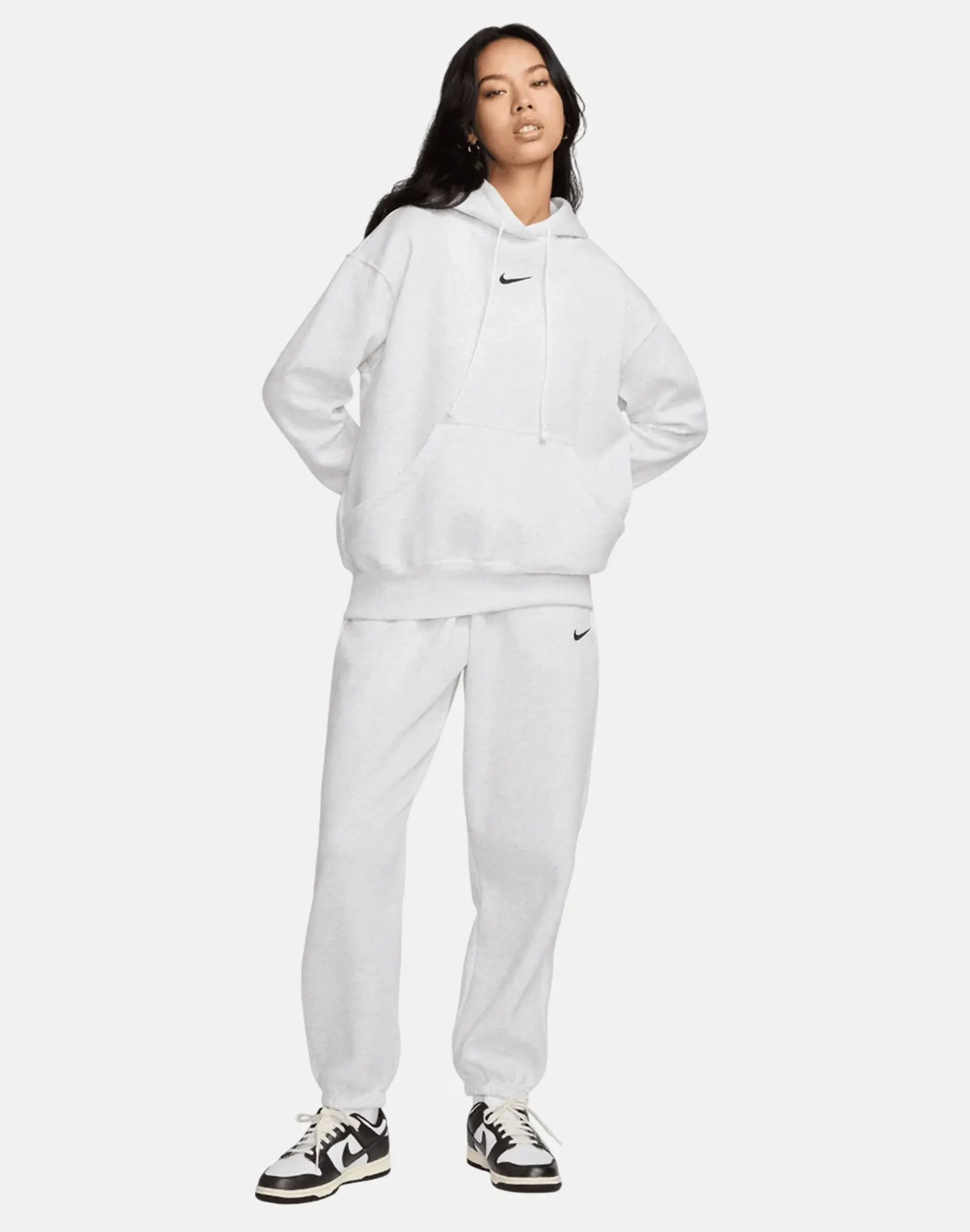 Women's Nike Phoenix Fleece Oversized Hoodie in Grey/Black 