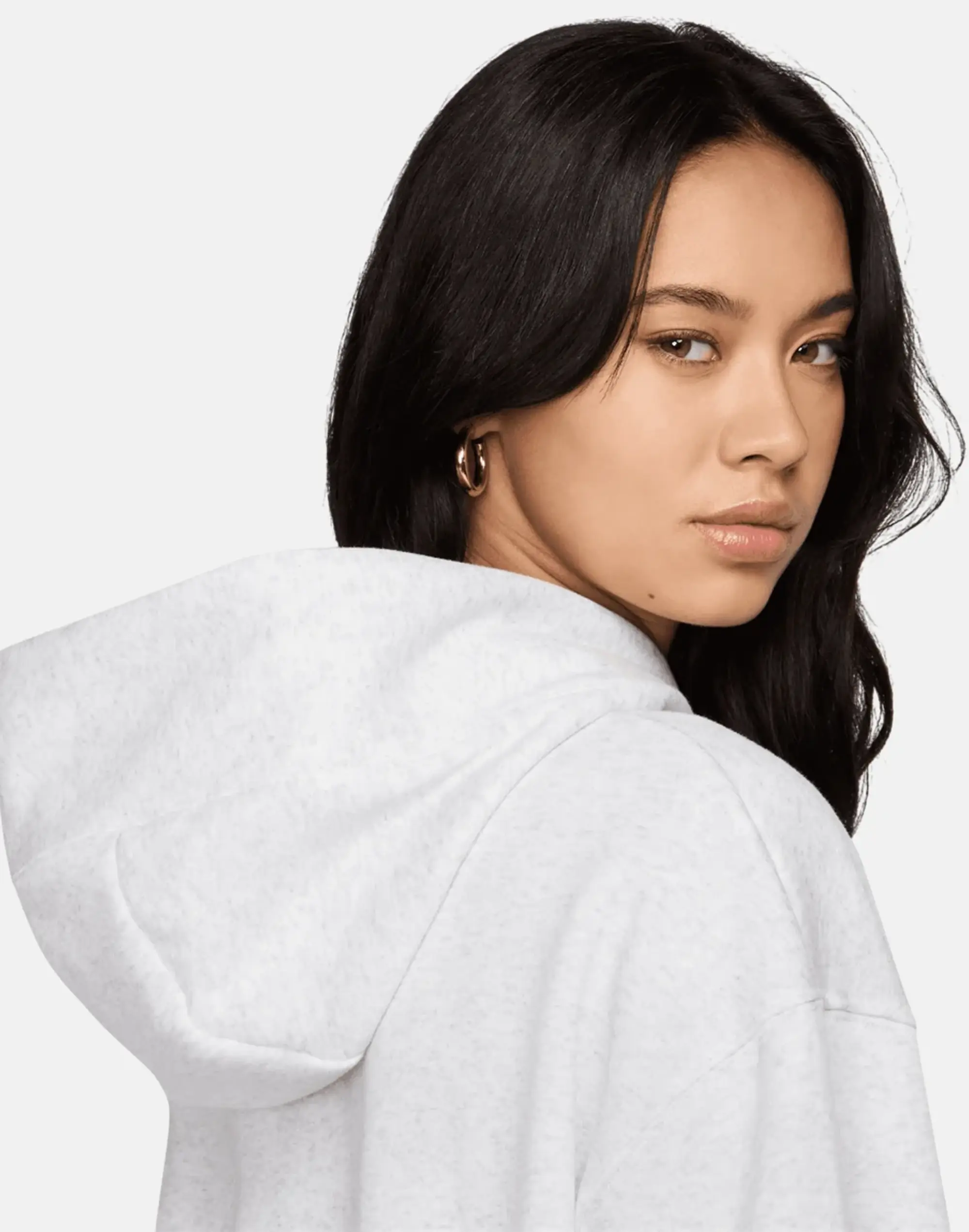 Women's Nike Phoenix Fleece Oversized Hoodie in Grey/Black 