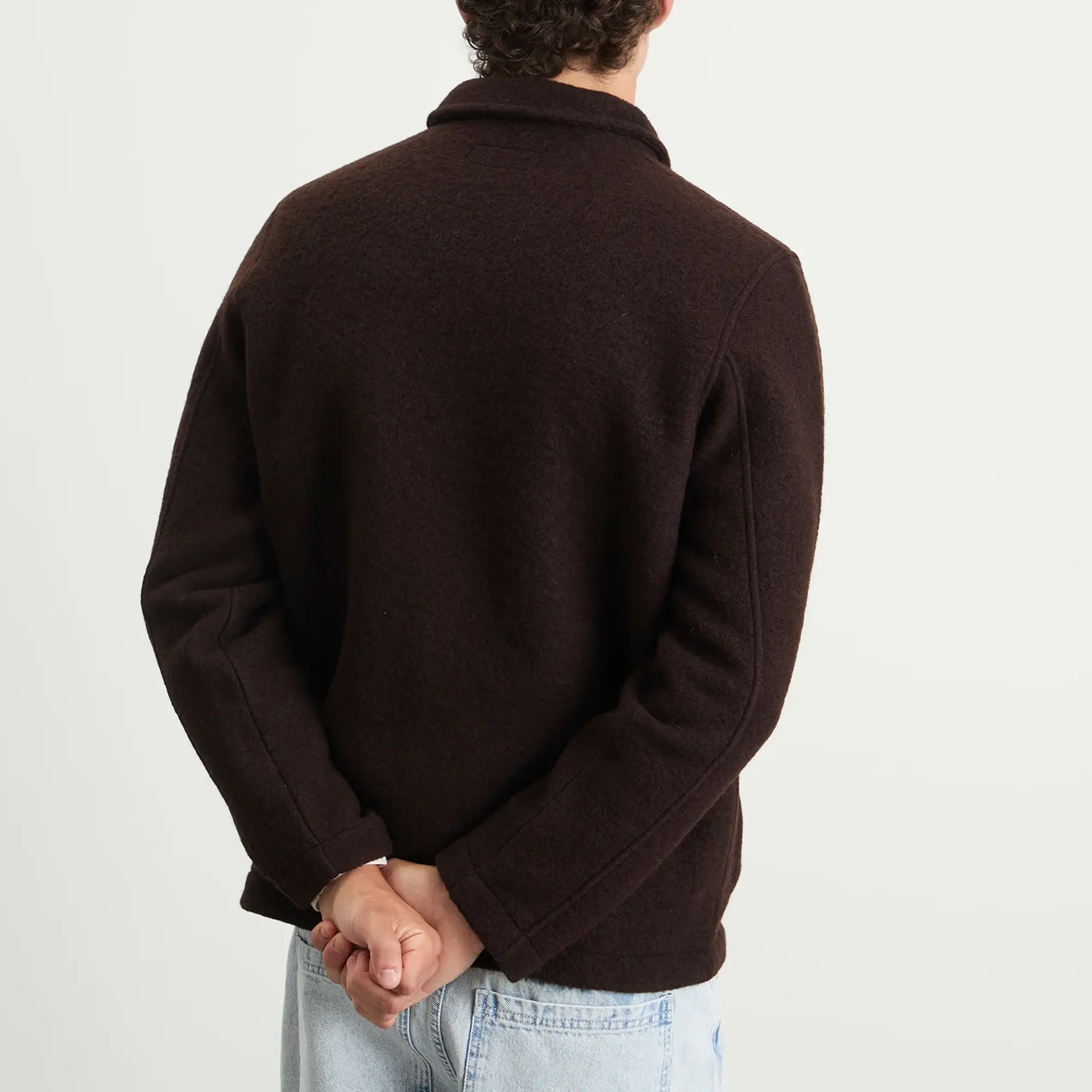 Universal Works Men's Wool Fleece Field Jacket Brown