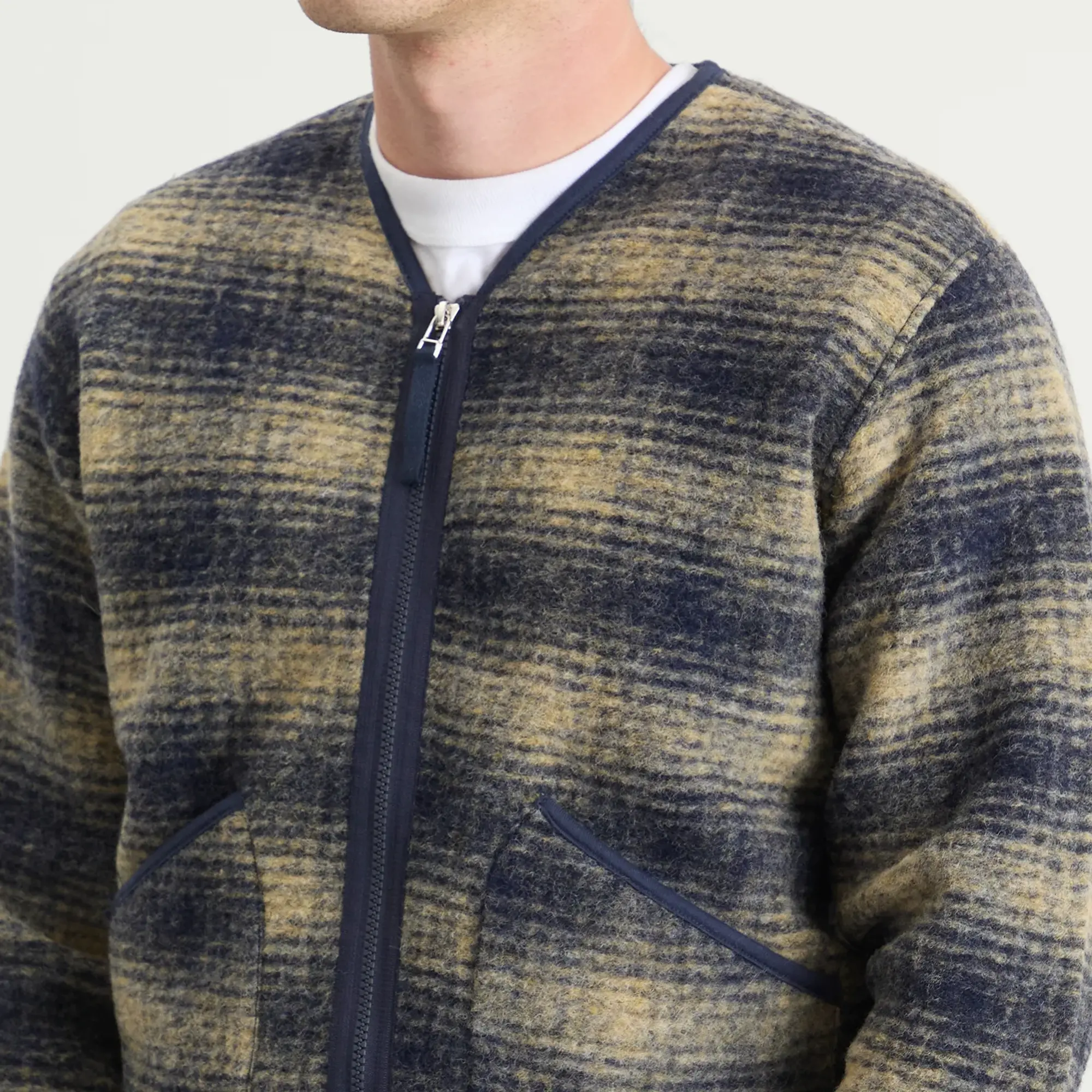 Universal Works Men's Uist Fleece Zip Liner Jacket Navy