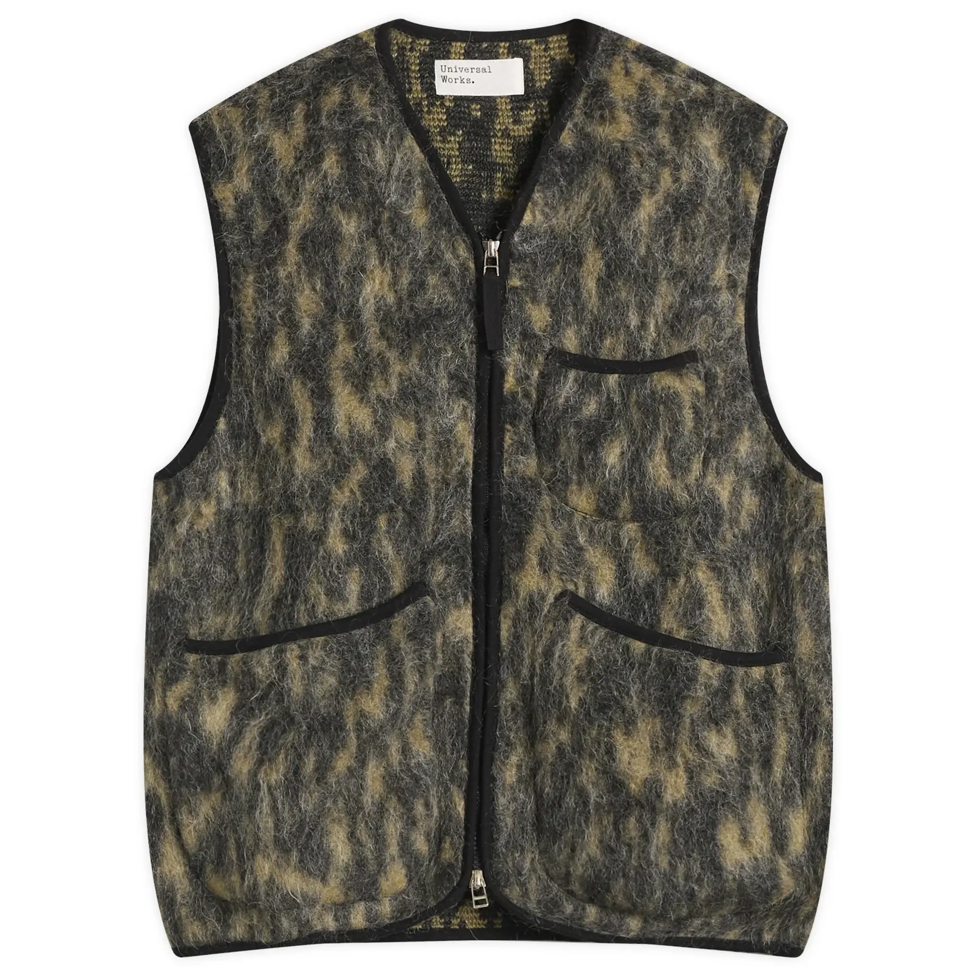 Universal Works Men's Dolce Fleece Zip Gilet Charcoal