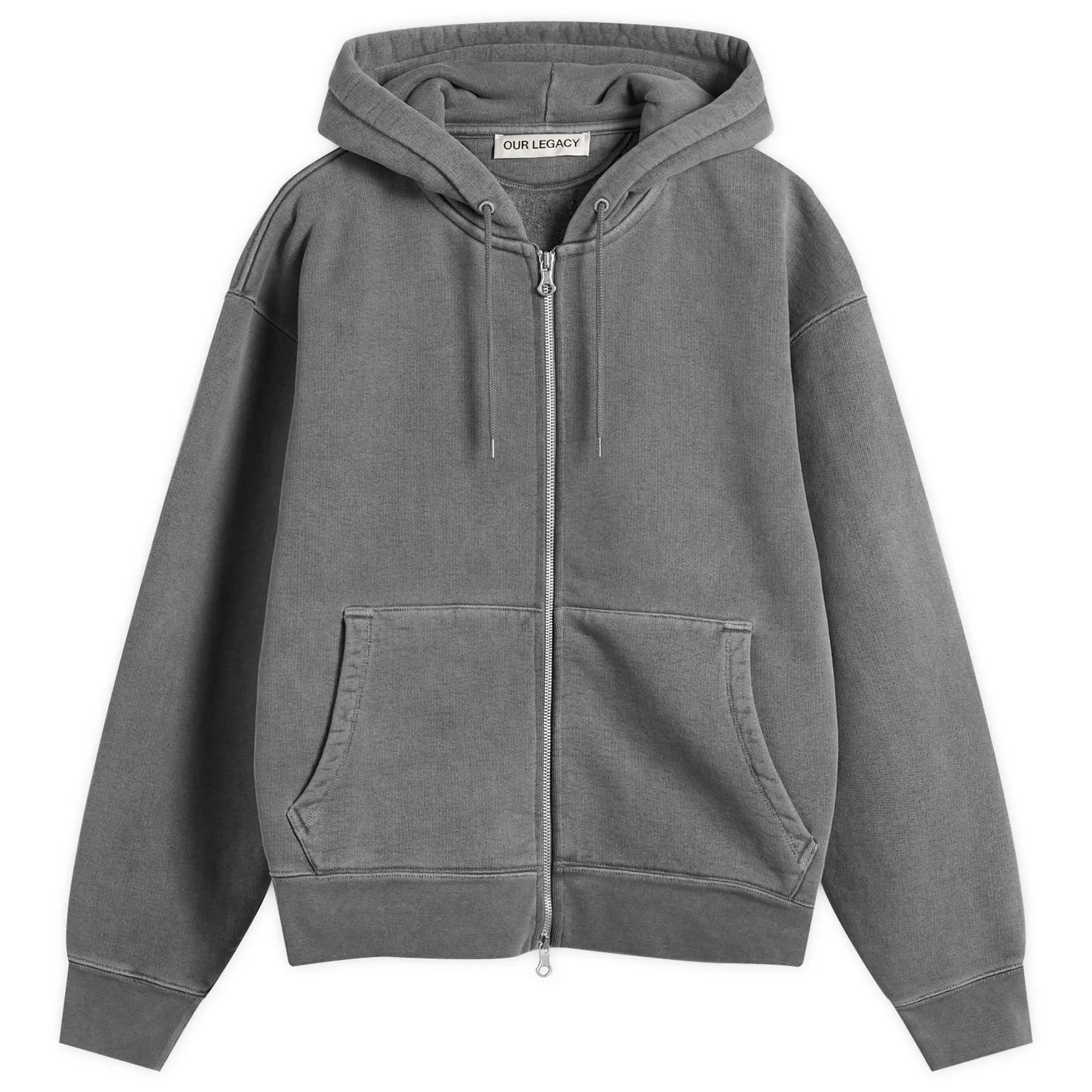 Our Legacy Men's Rascal Zip Up Hood Worn Black Hefty Fleece