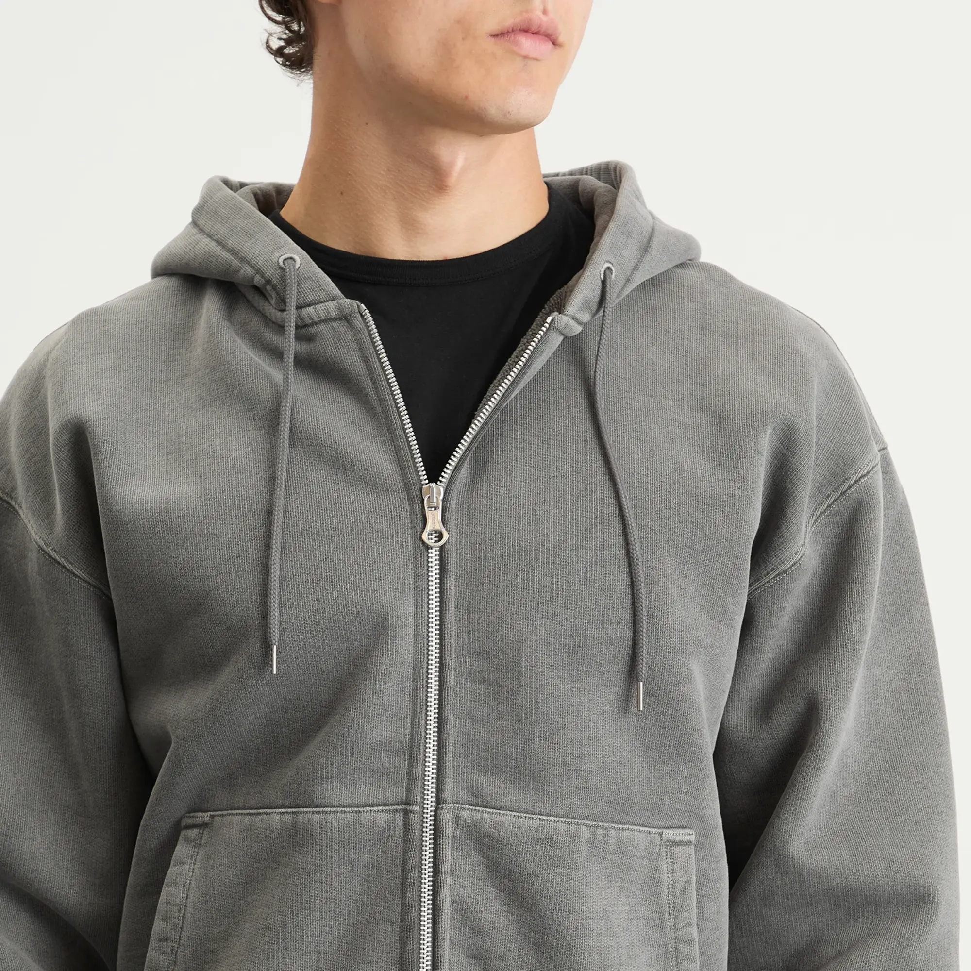 Our Legacy Men's Rascal Zip Up Hood Worn Black Hefty Fleece