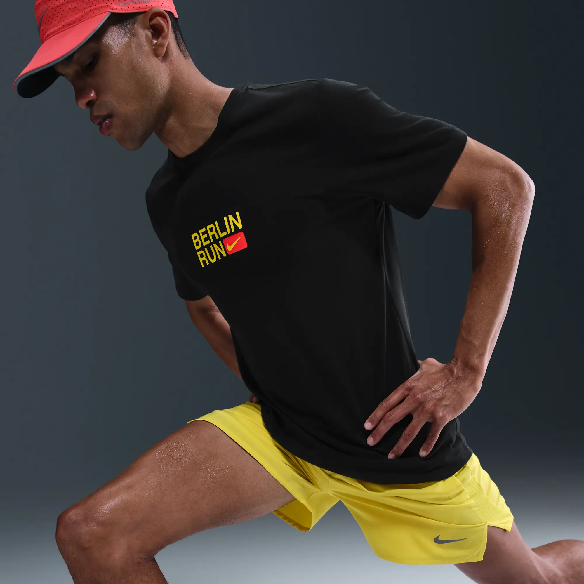 Nike Men's Dri-FIT Short-Sleeve Running T-Shirt - Black - Cotton/Polyester
